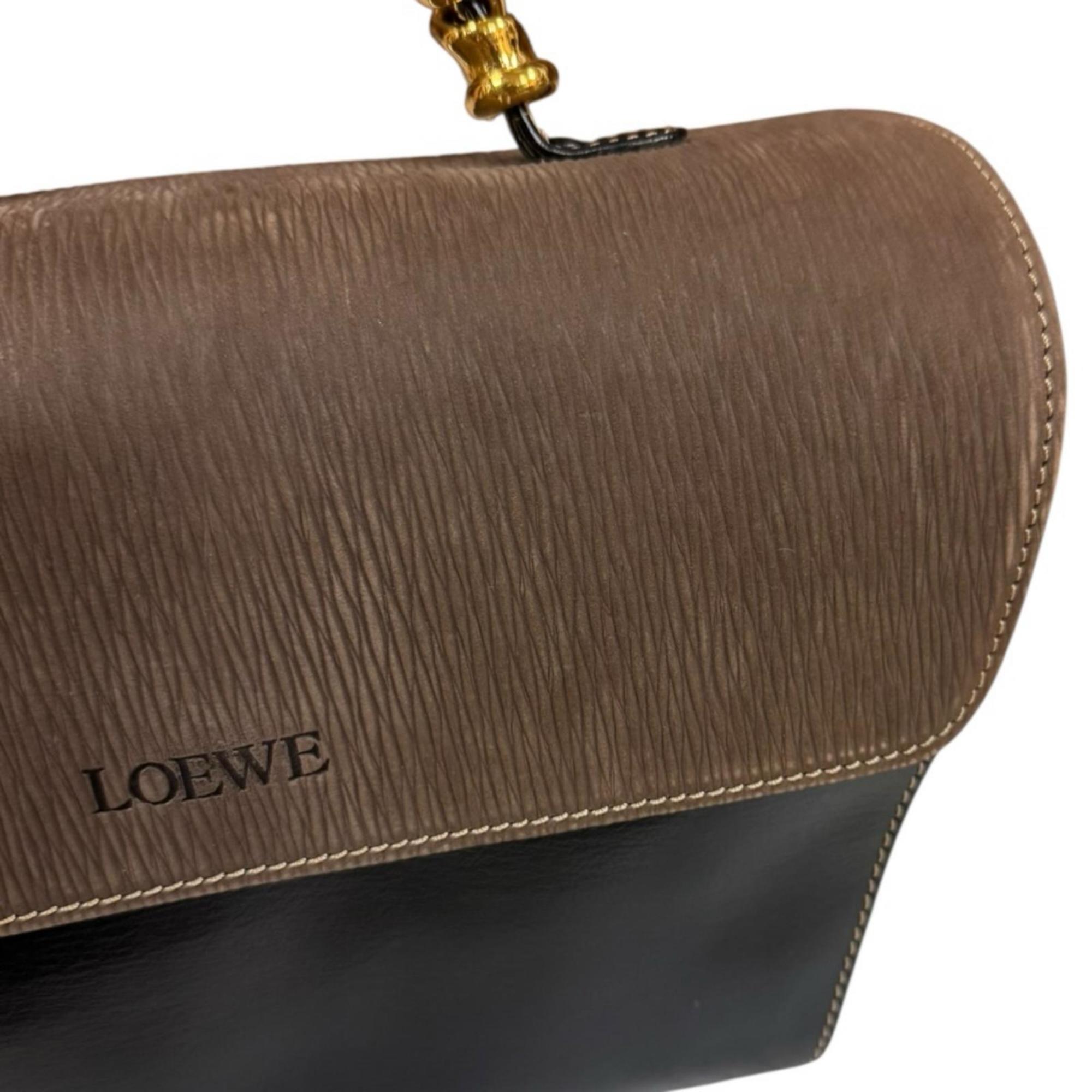 Loewe Black Brown Leather Handbag (Pre-Owned)