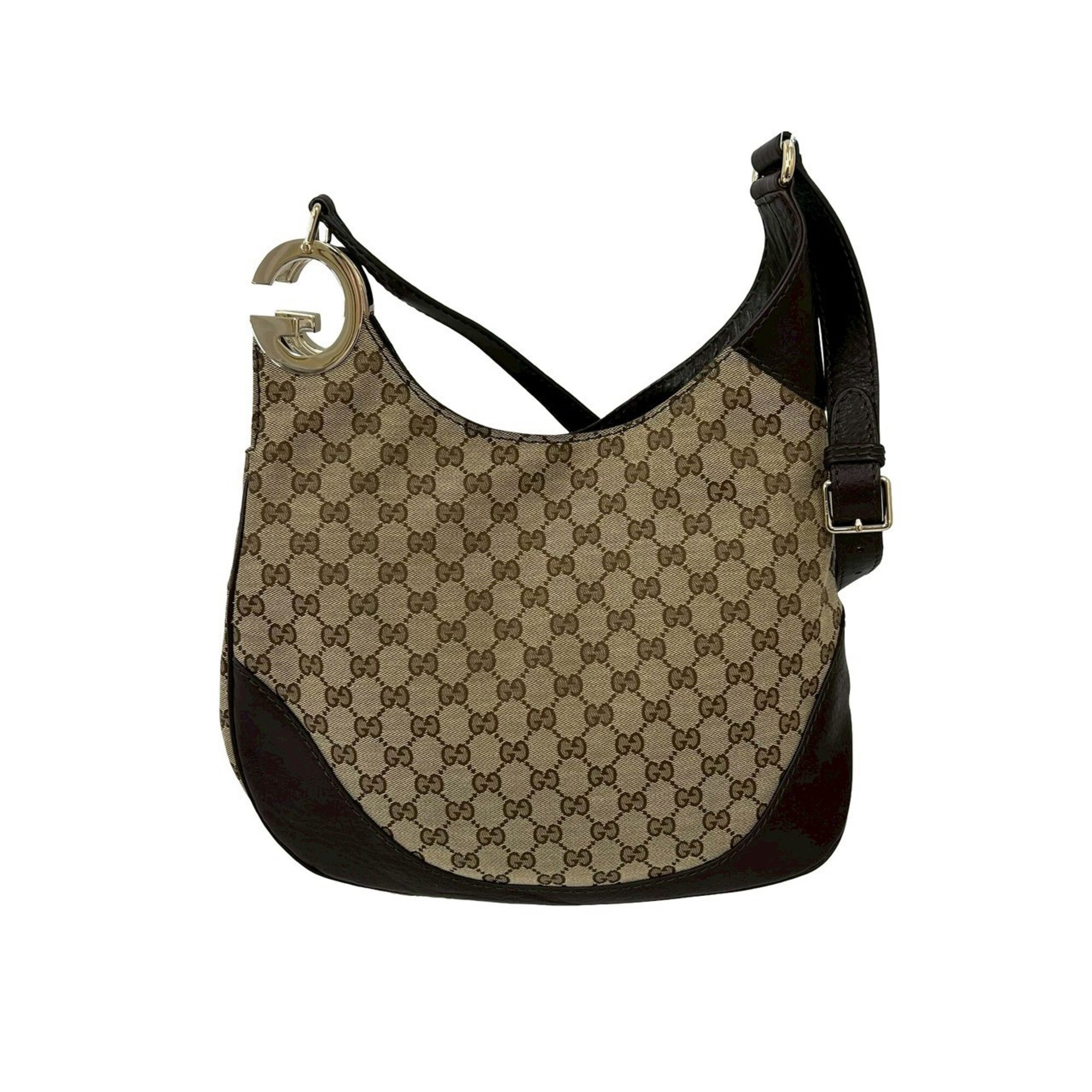 Gucci Beige Brown Canvas Leather Shoulder Bag Sling Bag (Pre-Owned)
