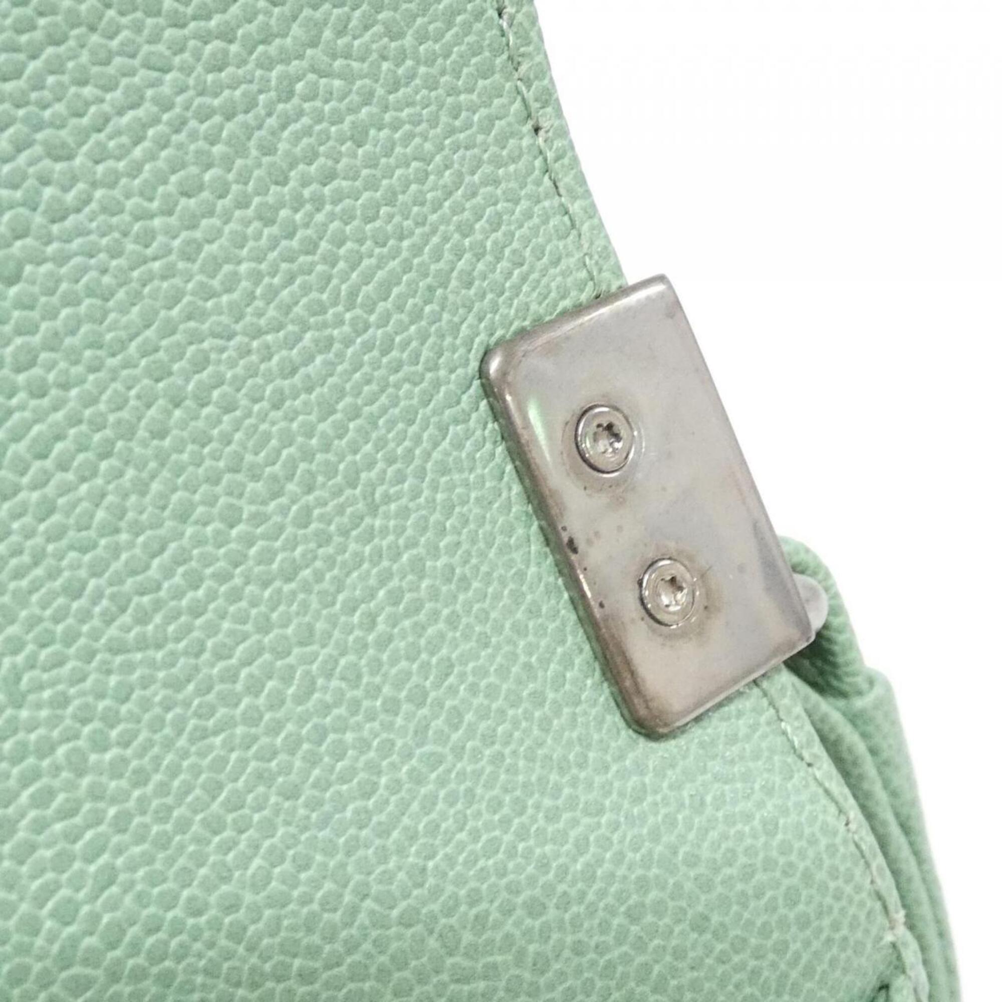 Chanel Green Grained Calfskin Shoulder Bag (Pre-Owned)