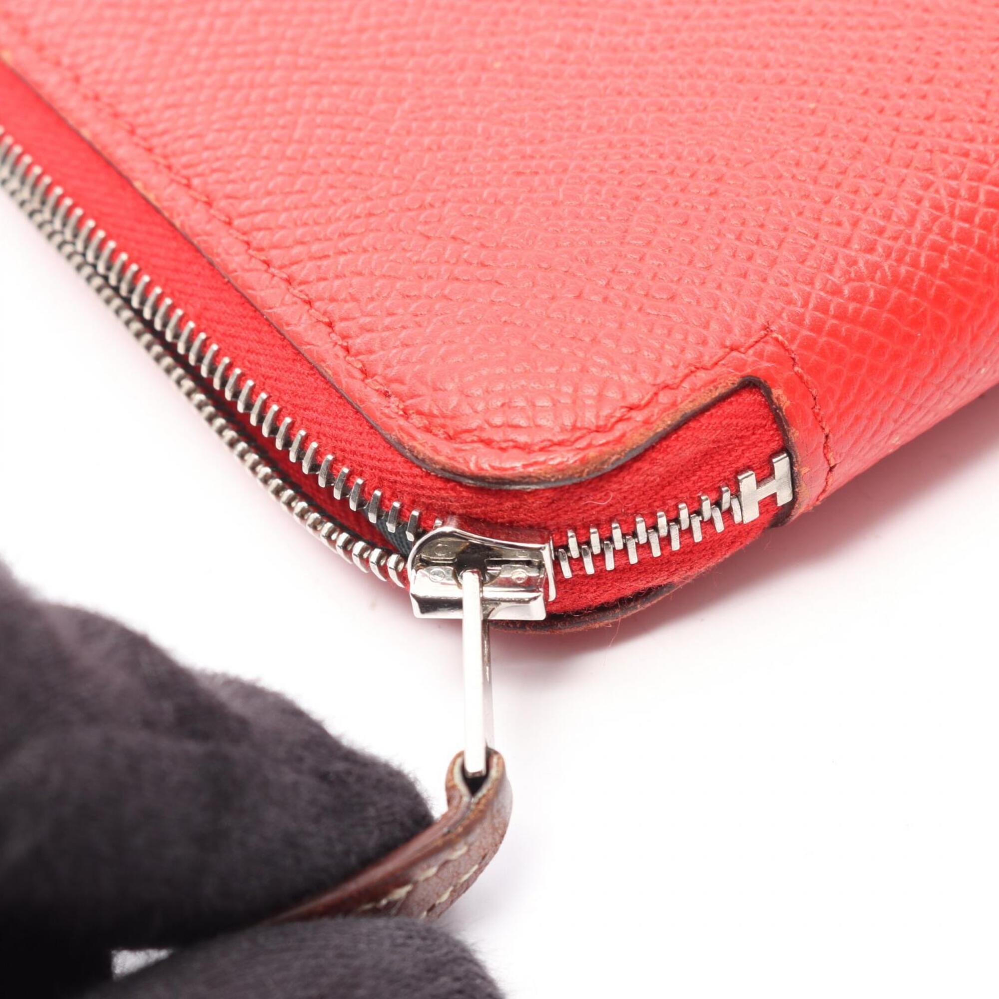 Hermes Red Color Epsom Leather Long Wallet (Bi-Fold) (Pre-Owned)