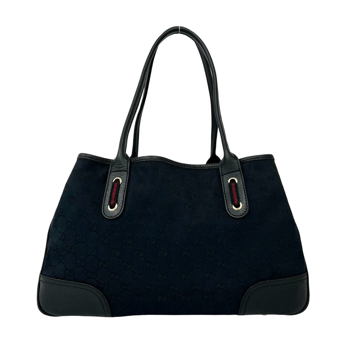 Gucci Black Canvas Leather Handbag Tote Bag (Pre-Owned)