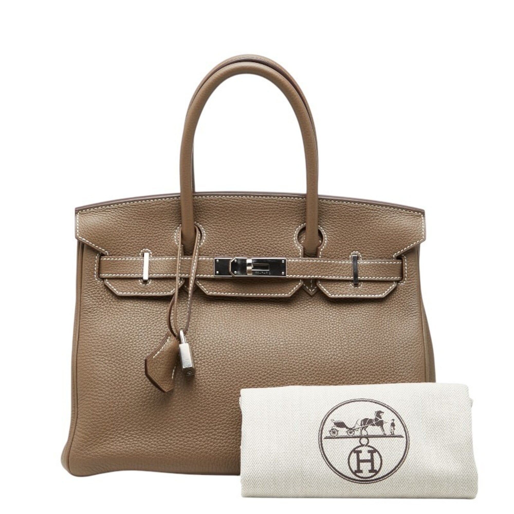 Hermes Etoupe Gray Togo Leather Handbag (Pre-Owned)
