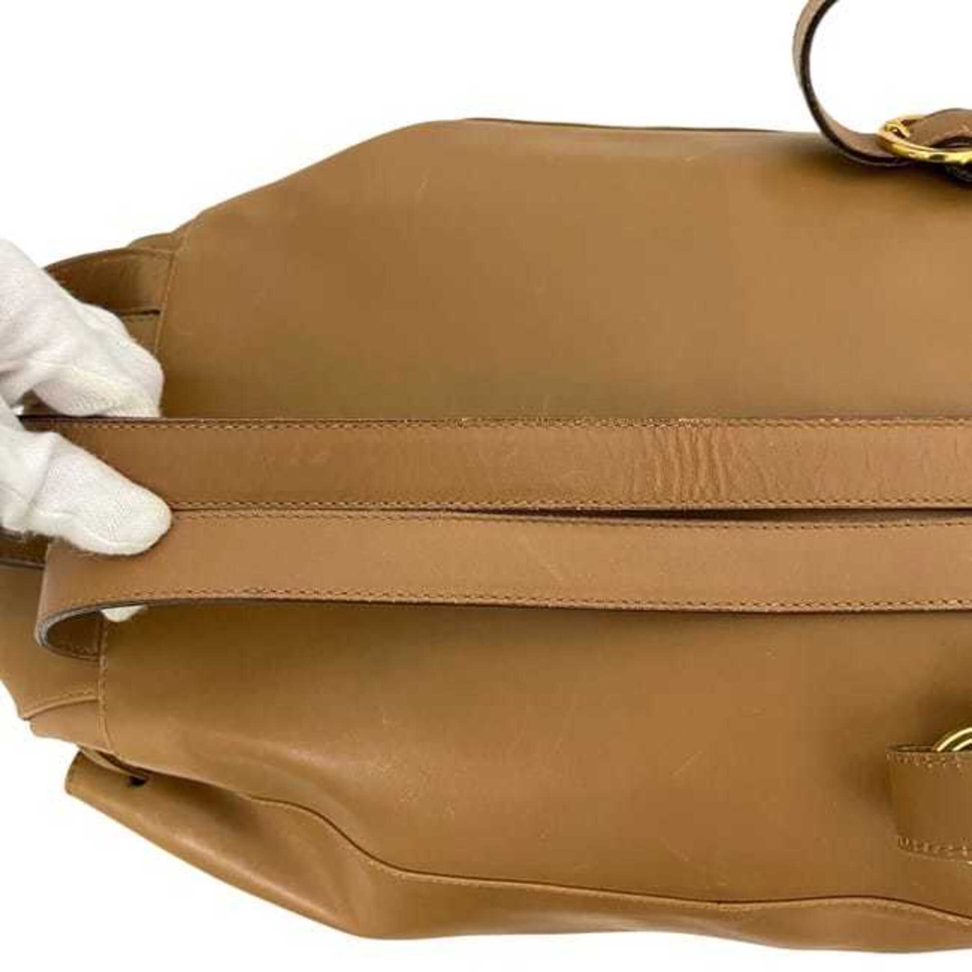 Salvatore Ferragamo Brown Camel Leather Backpack (Pre-Owned)
