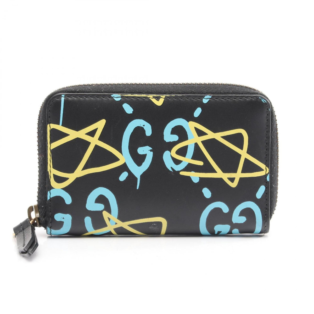Gucci Black Blue Yellow Leather Coin Purse/Coin Case (Pre-Owned)