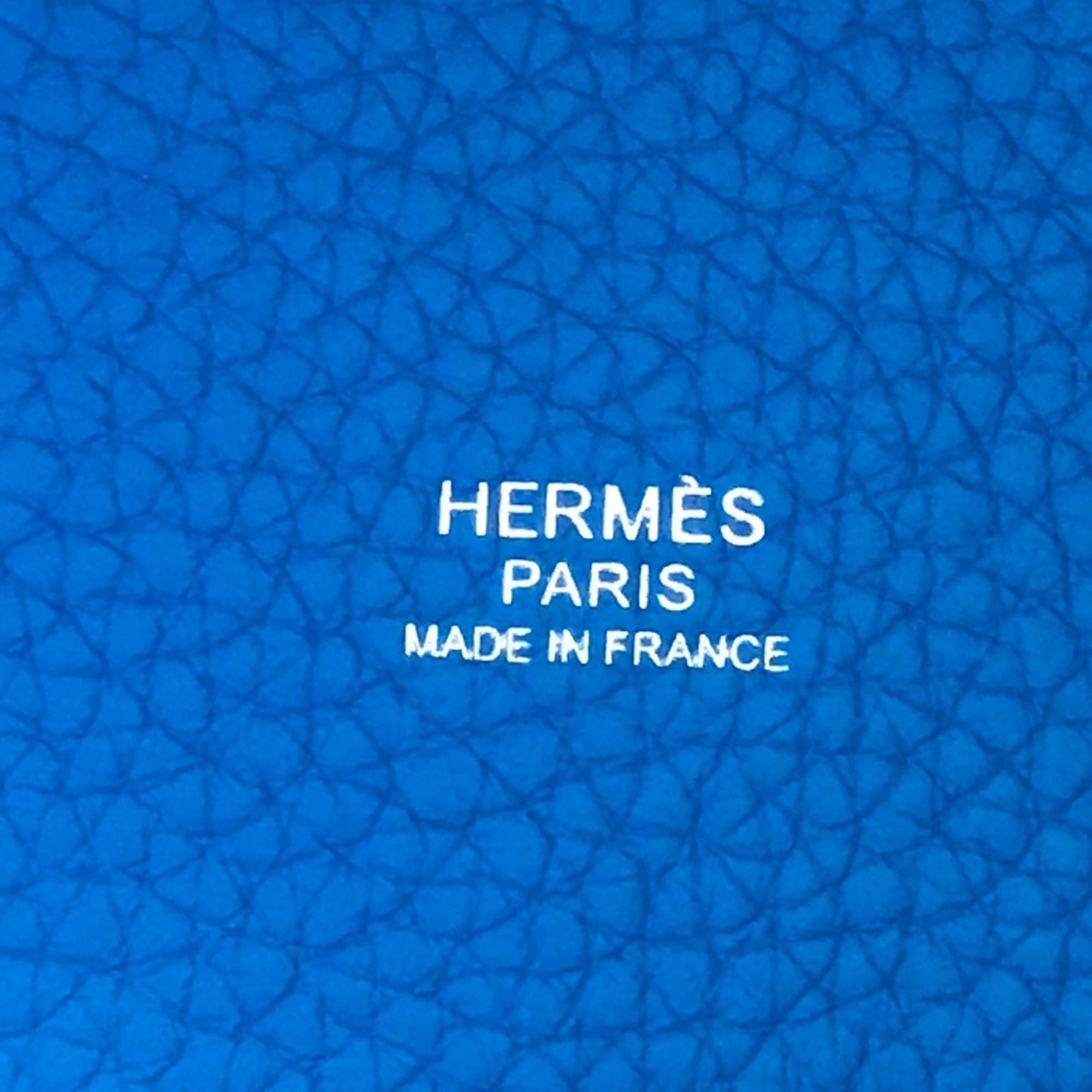 Hermes Blue Taurillon Clemence Leather Handbag Tote Bag (Pre-Owned)