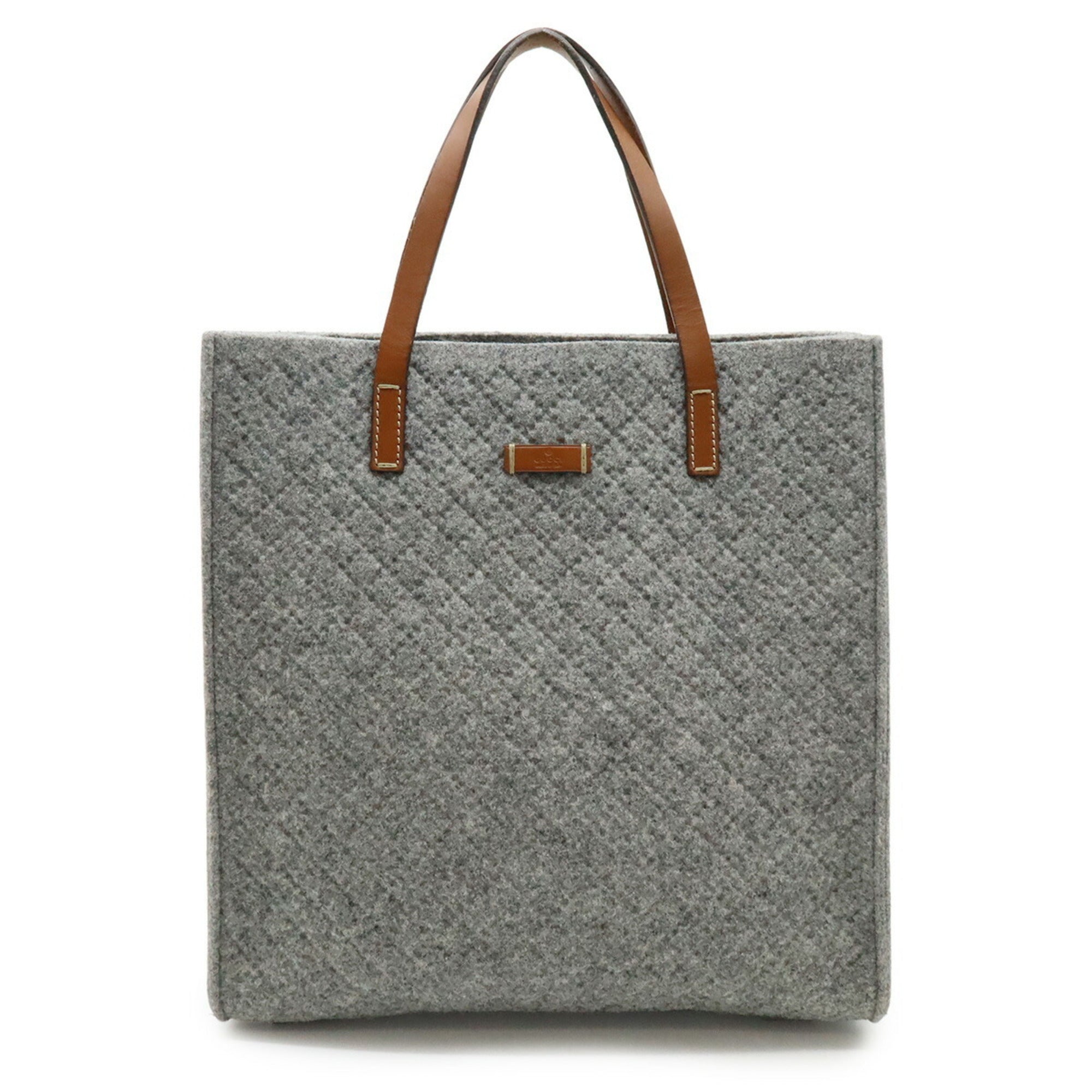 Gucci Diamante Gray Brown Felt Leather Handbag Shoulder Bag Tote Bag (Pre-Owned)