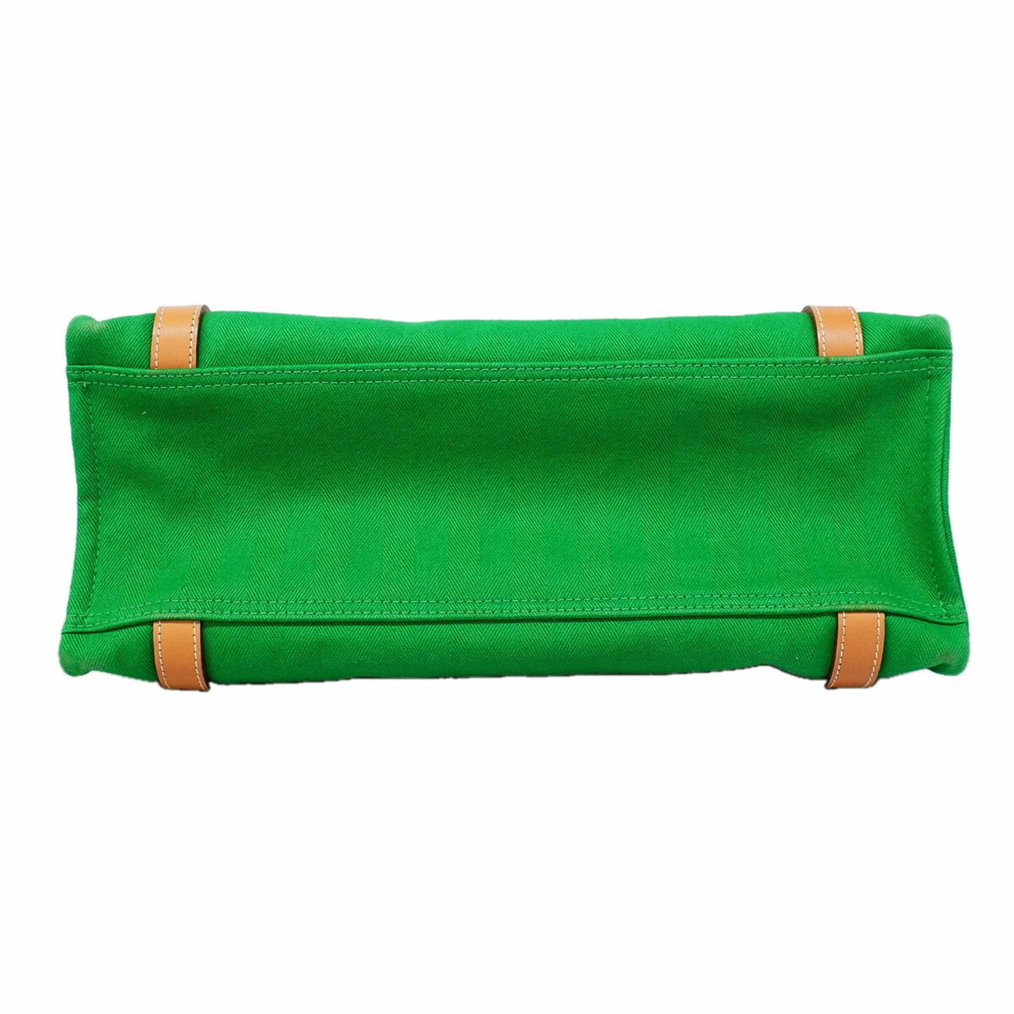 Hermes Green Toile Chevron Shoulder Bag (Pre-Owned)
