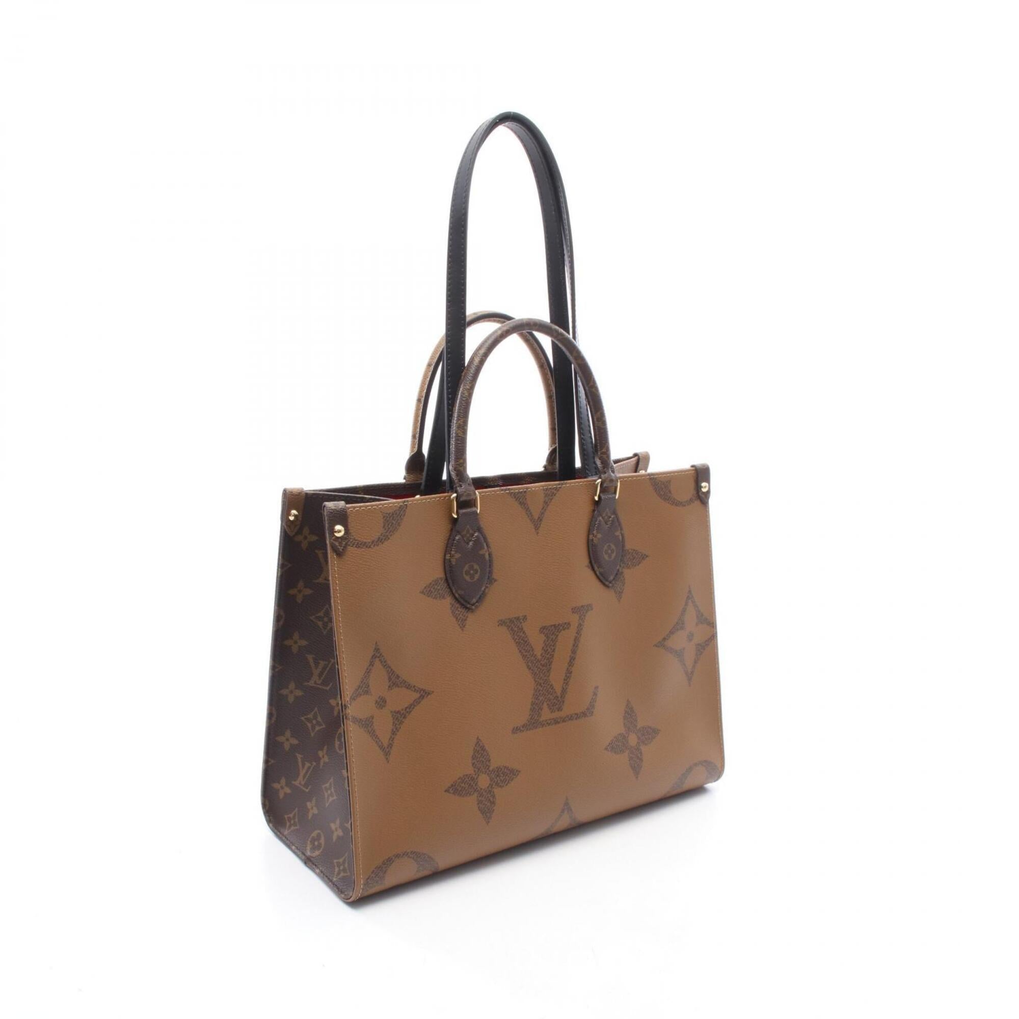 Louis Vuitton Beige Brown Monogram Coated Canvas Leather Handbag Tote Bag (Pre-Owned)
