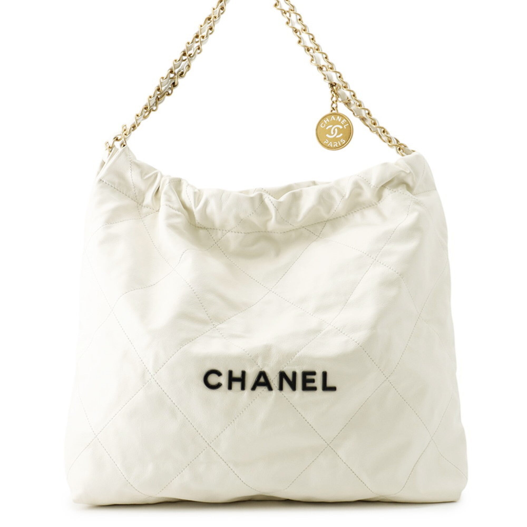 Chanel Matelasse White Leather Handbag (Pre-Owned)