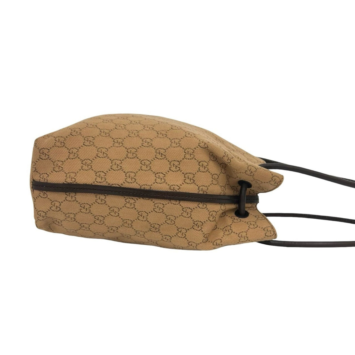 Gucci Beige Brown Canvas Leather Shoulder Bag Tote Bag (Pre-Owned)