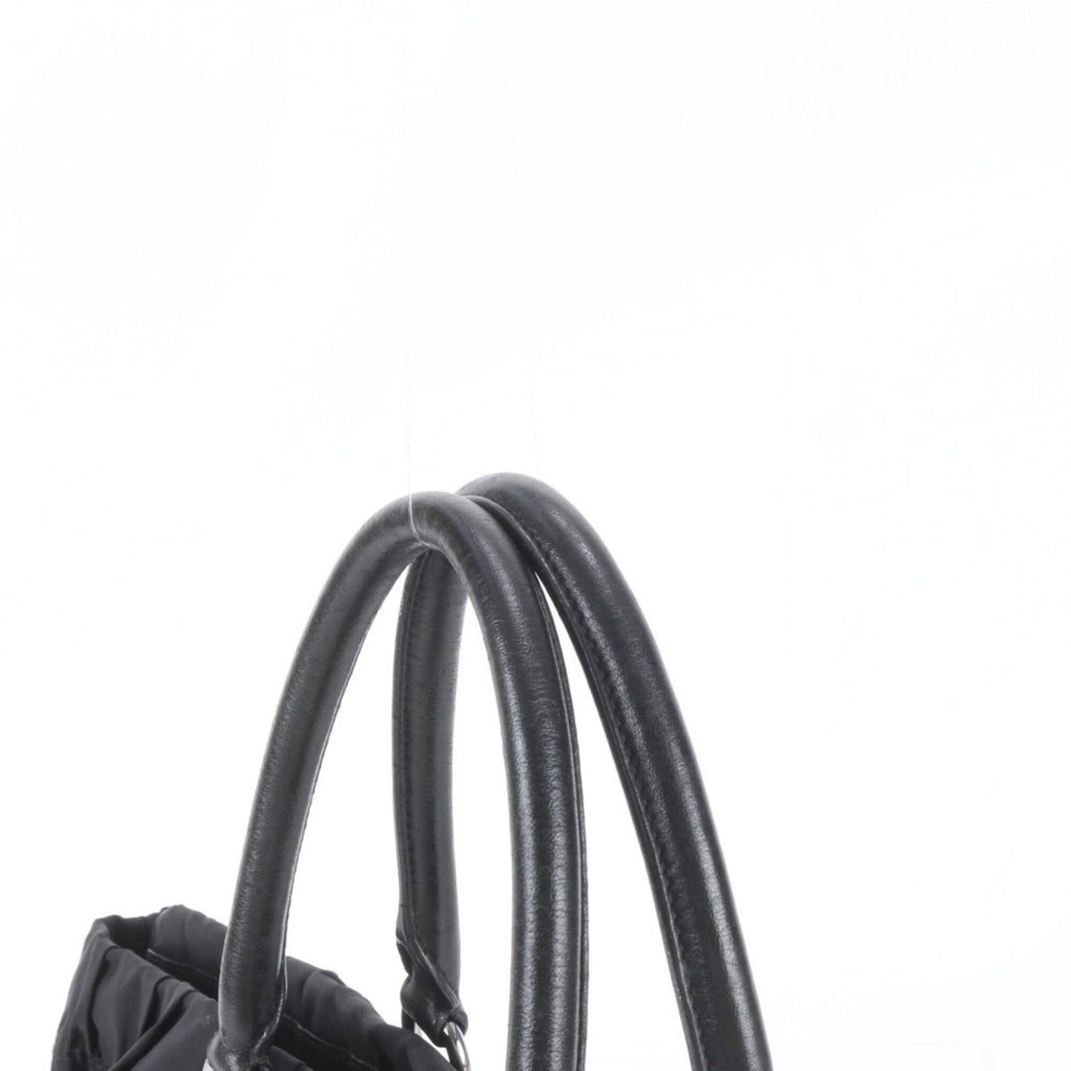 Prada Black Leather Nylon Handbag Shoulder Bag Tote Bag (Pre-Owned)