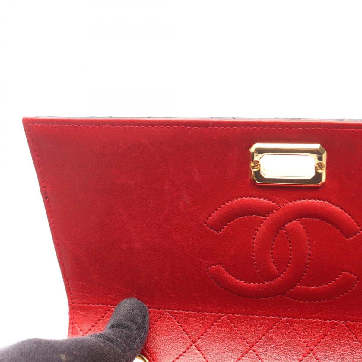 Chanel 2.55 Navy Red Color Leather Handbag Shoulder Bag (Pre-Owned)