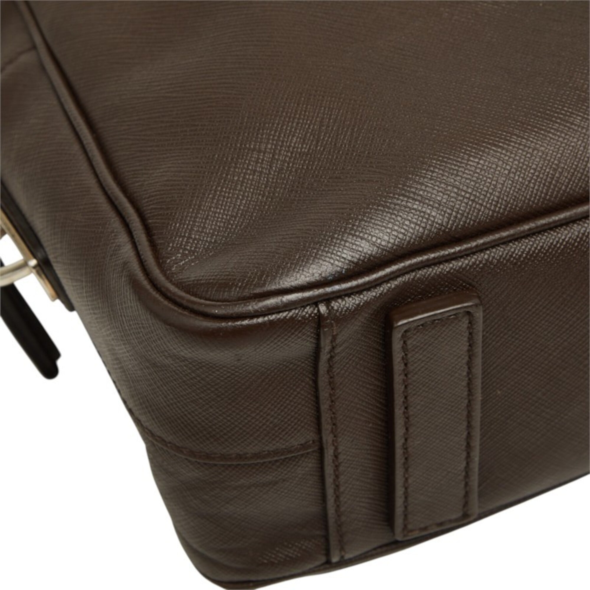 Prada Brown Leather Briefcase (Pre-Owned)