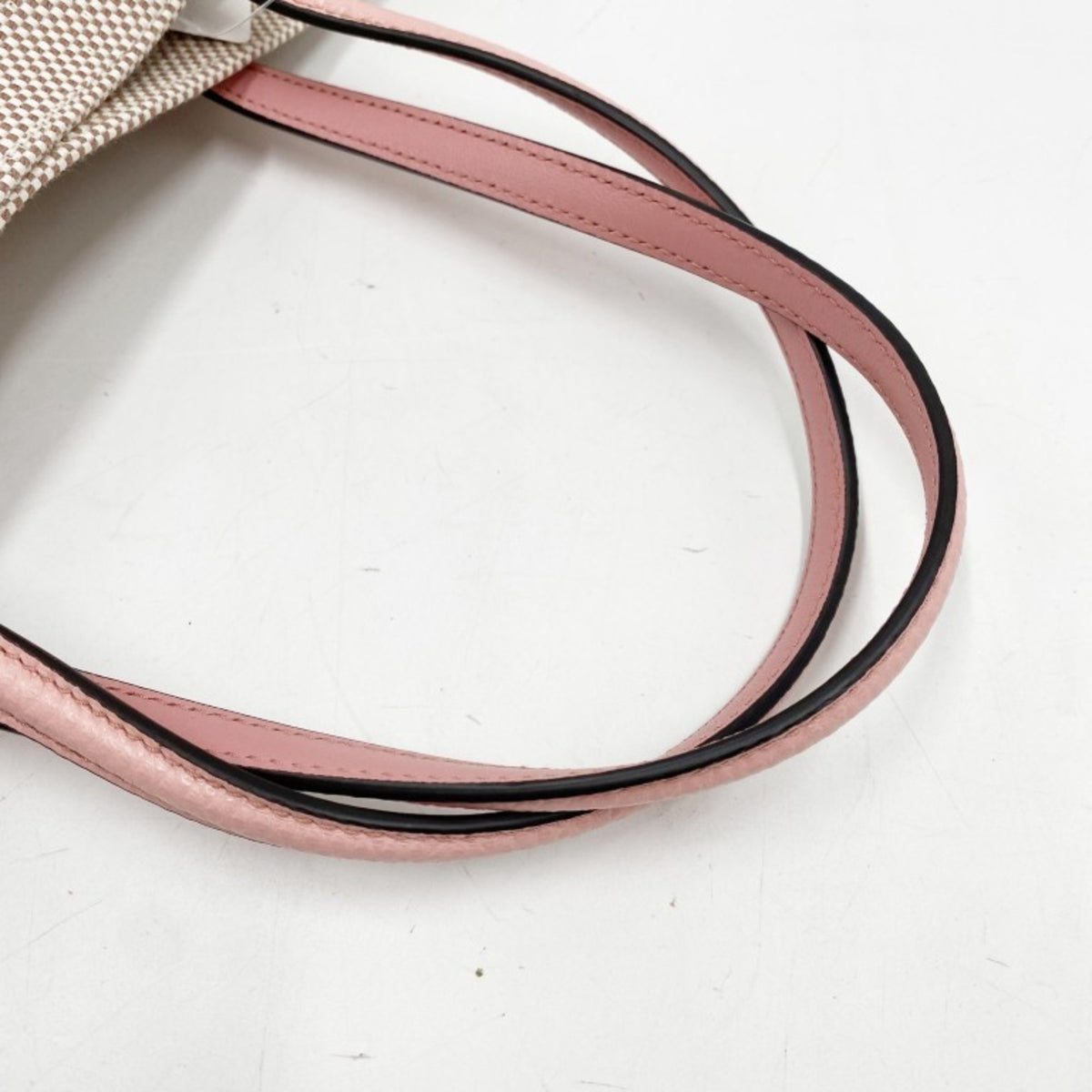 Valentino Garavani Beige Pink Canvas Leather Handbag Shoulder Bag Tote Bag (Pre-Owned)