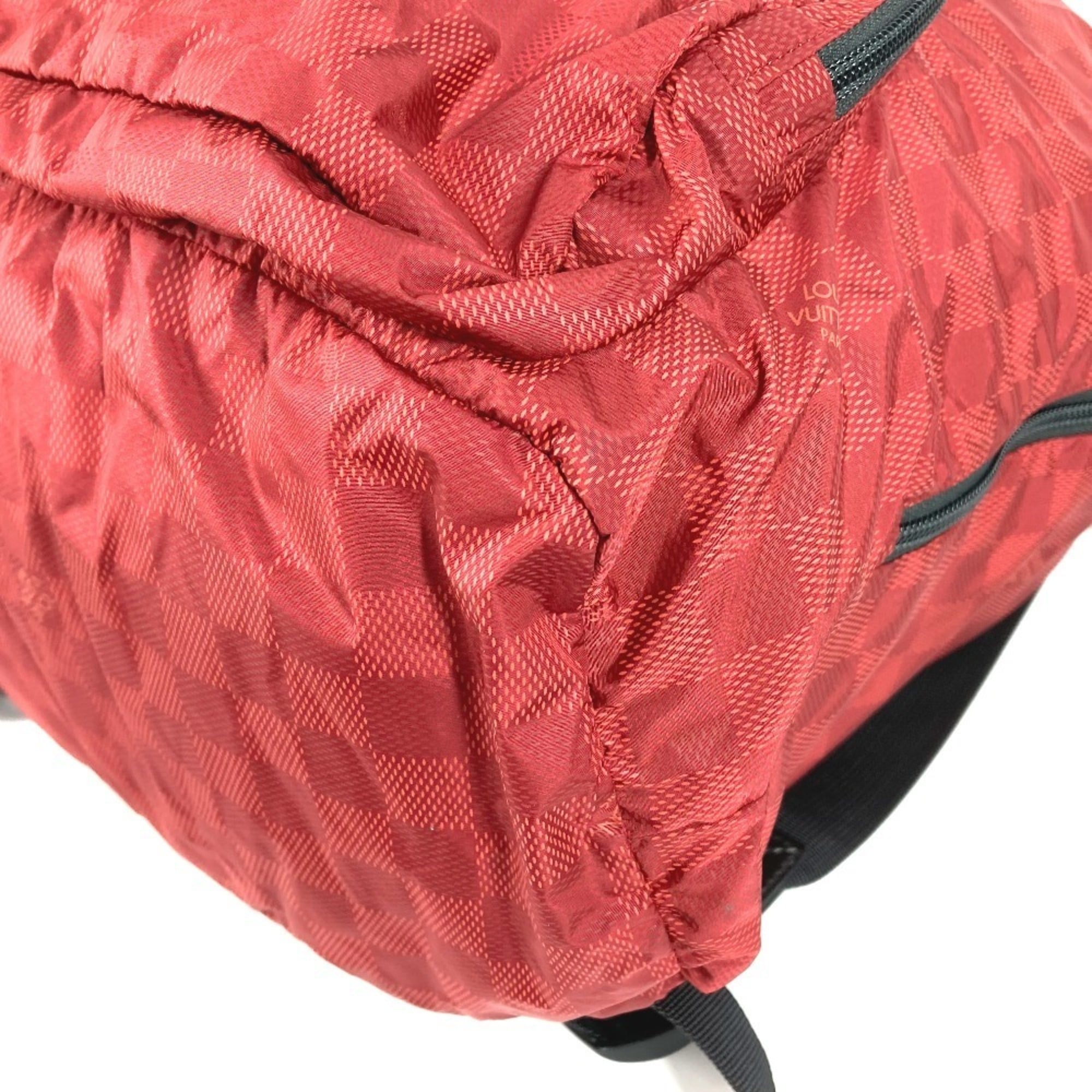 Louis Vuitton Black Red Color Nylon Backpack (Pre-Owned)