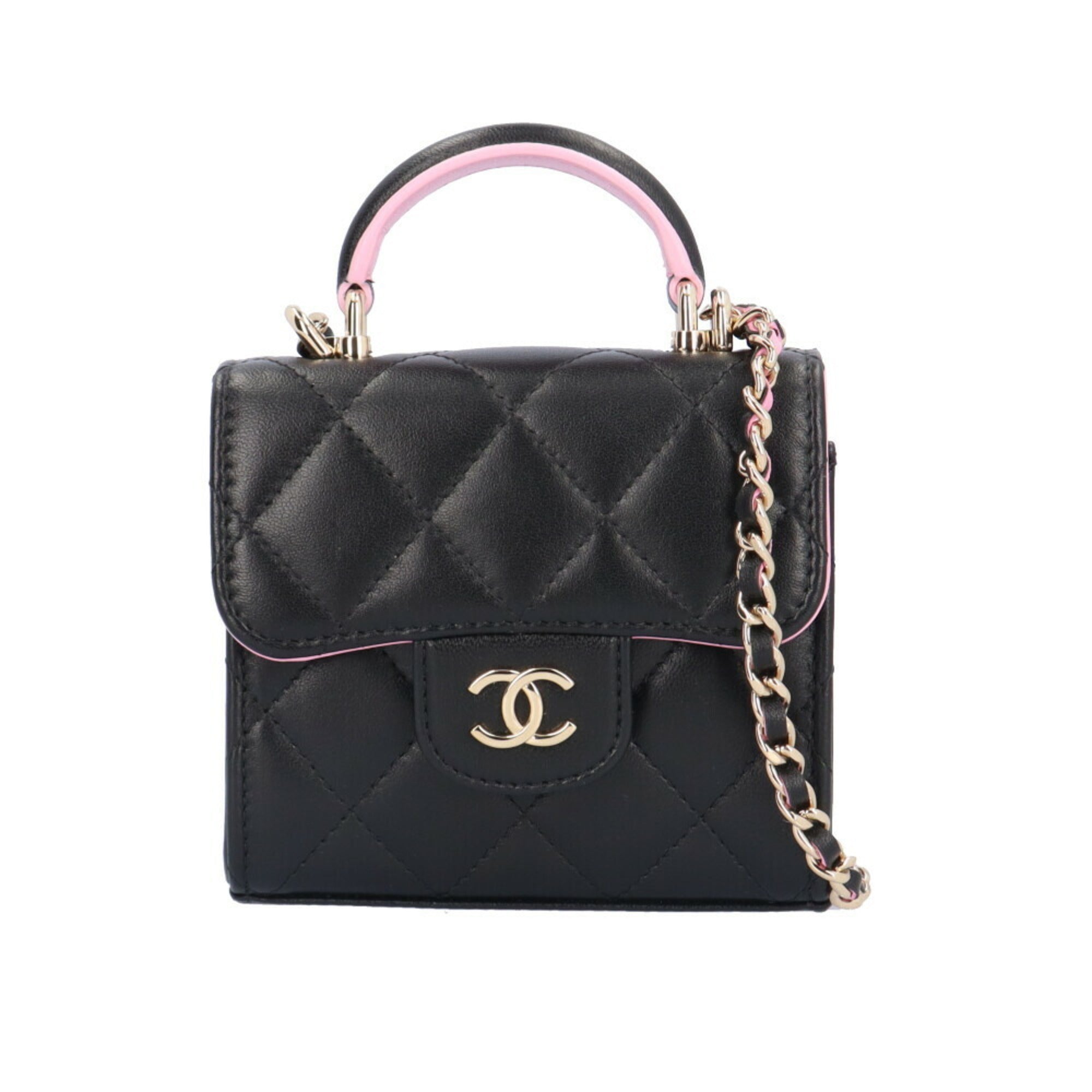 Chanel Matelasse Black Pink Leather Shoulder Bag (Pre-Owned)