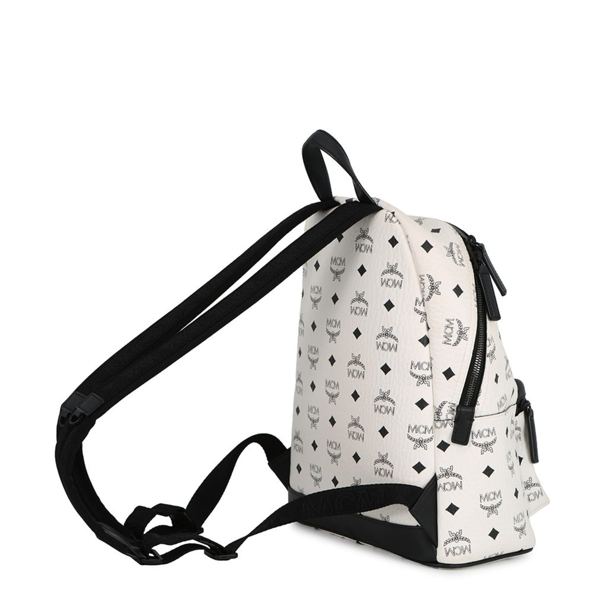 Mcm Visetos Black White Leather Backpack (Pre-Owned)