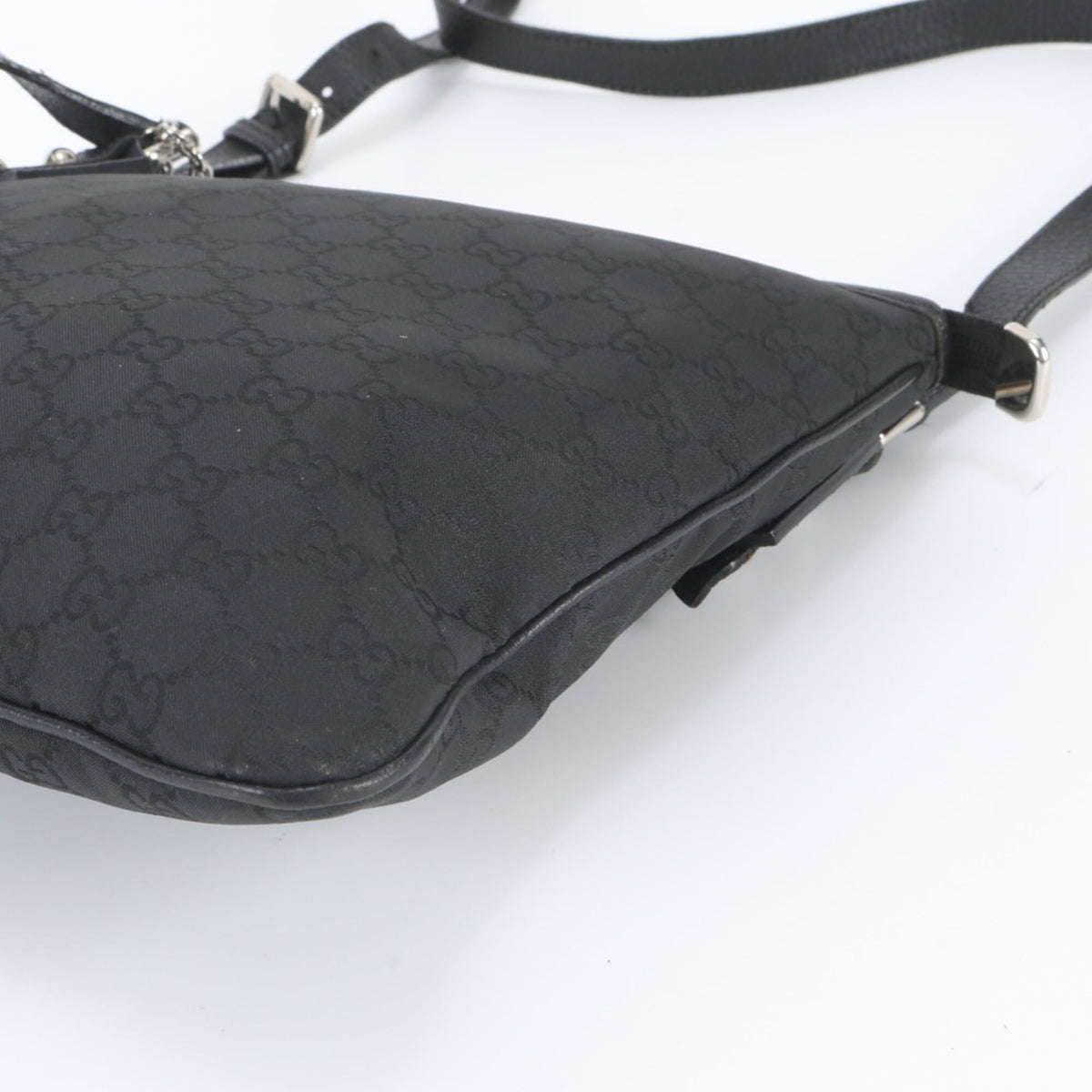 Gucci Black Leather Nylon Crossbody Bag Shoulder Bag Tote Bag (Pre-Owned)