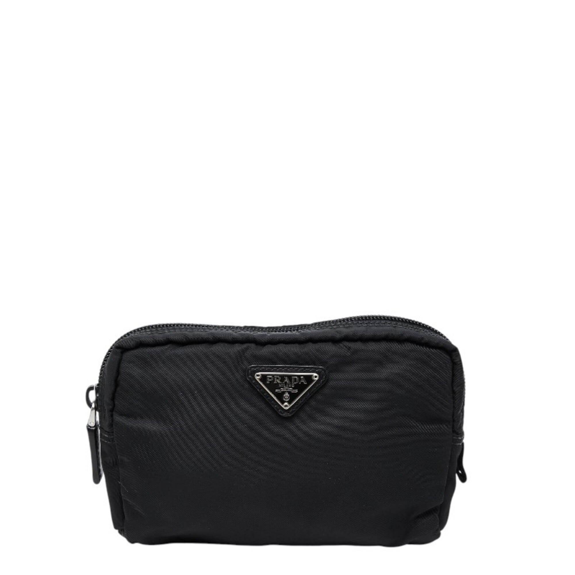 Prada Black Nylon Leather Handbag Pouch (Pre-Owned)