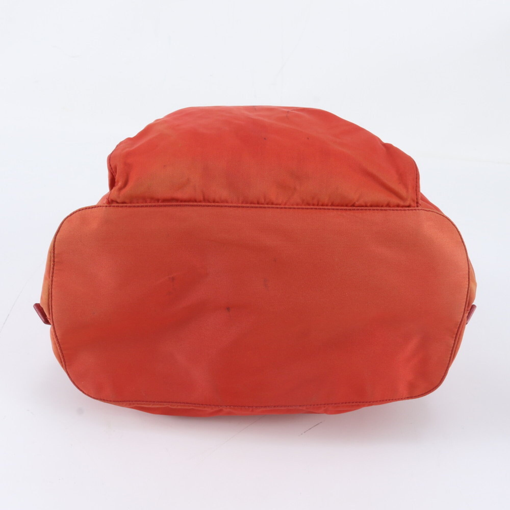 Prada Red Color Nylon Leather Backpack Shoulder Bag (Pre-Owned)