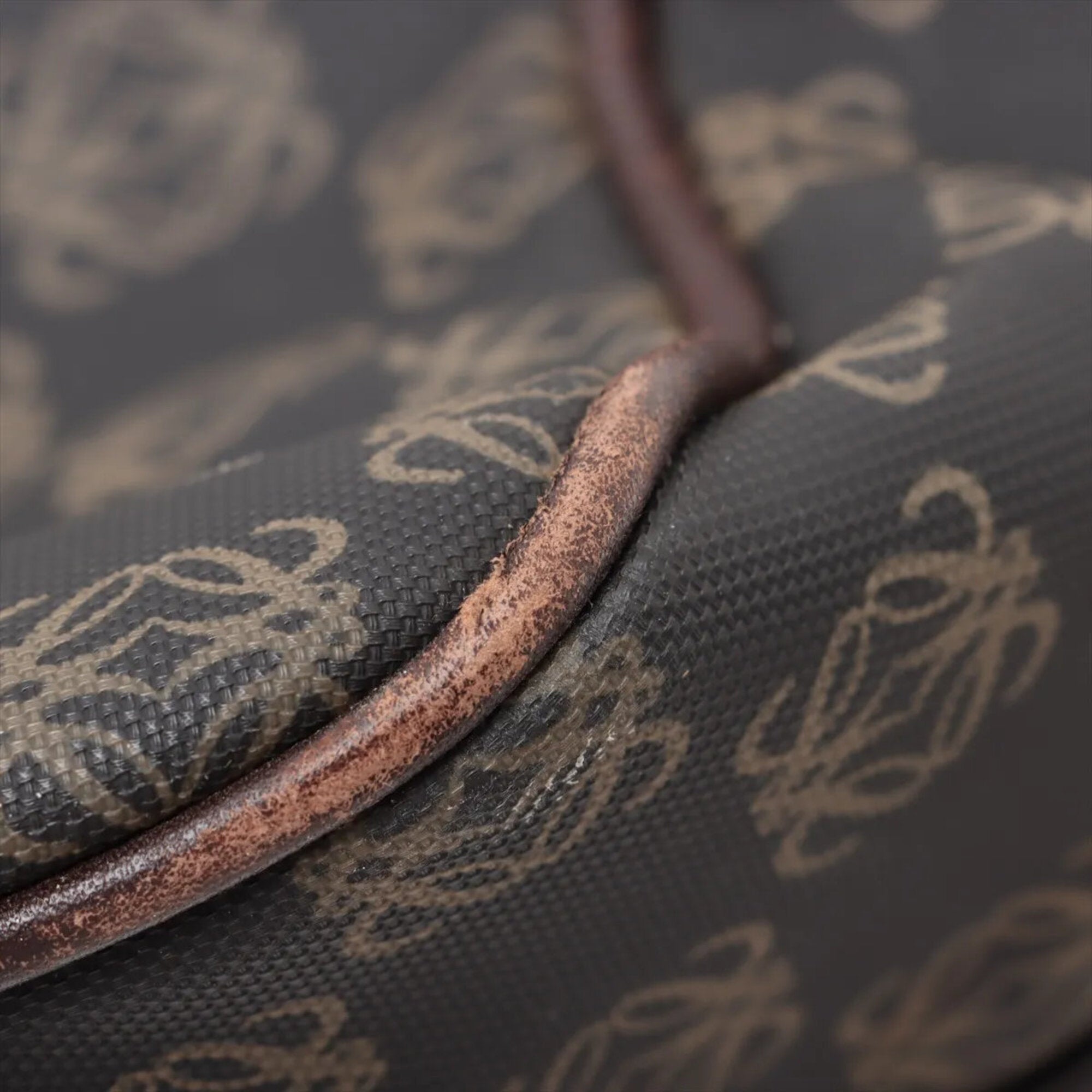 Loewe Brown Leather Coated Canvas Boston Bag Shoulder Bag Tote Bag (Pre-Owned)