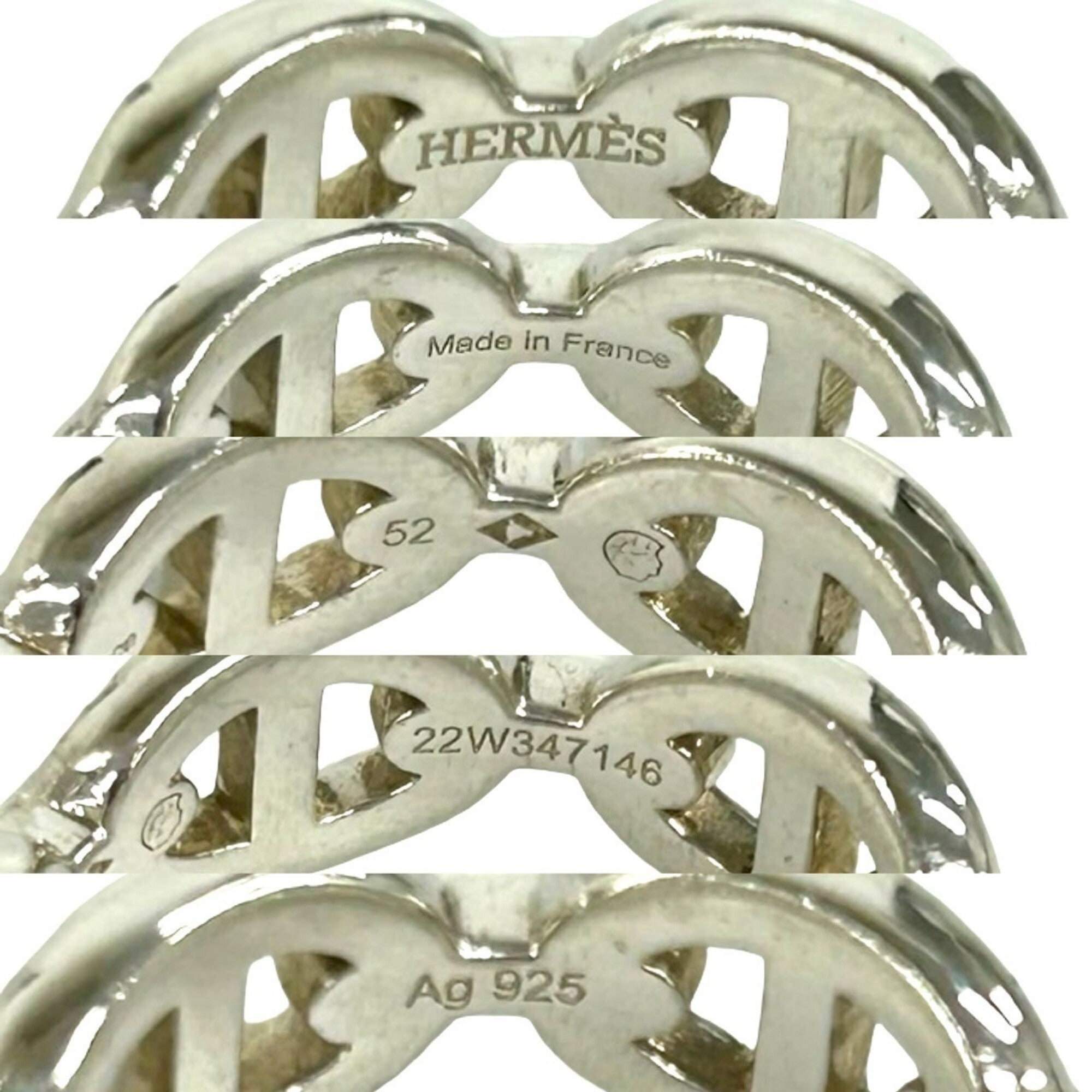 Hermes Silver Silver 925 Band Ring (Pre-Owned)