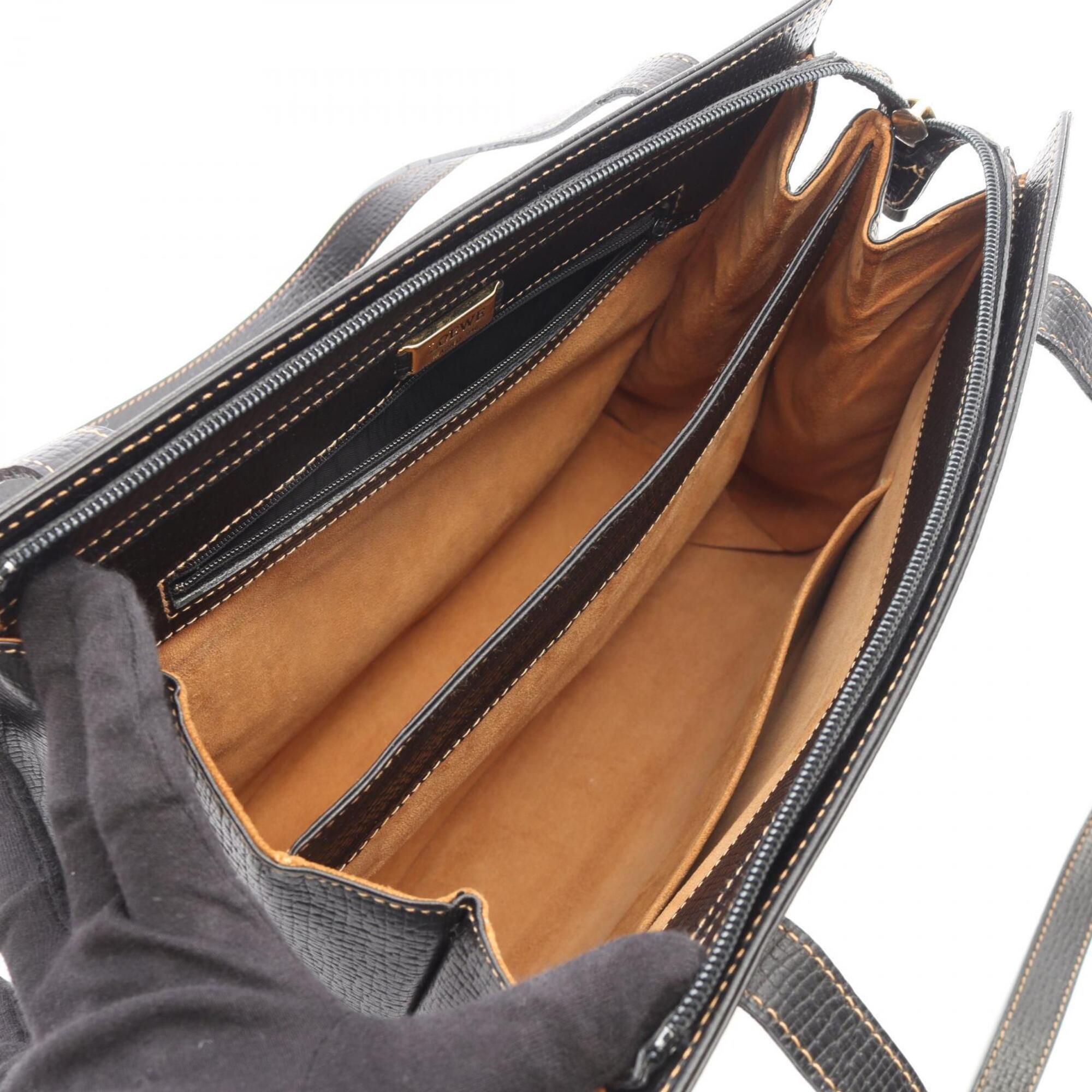Loewe Black Leather Handbag Tote Bag (Pre-Owned)