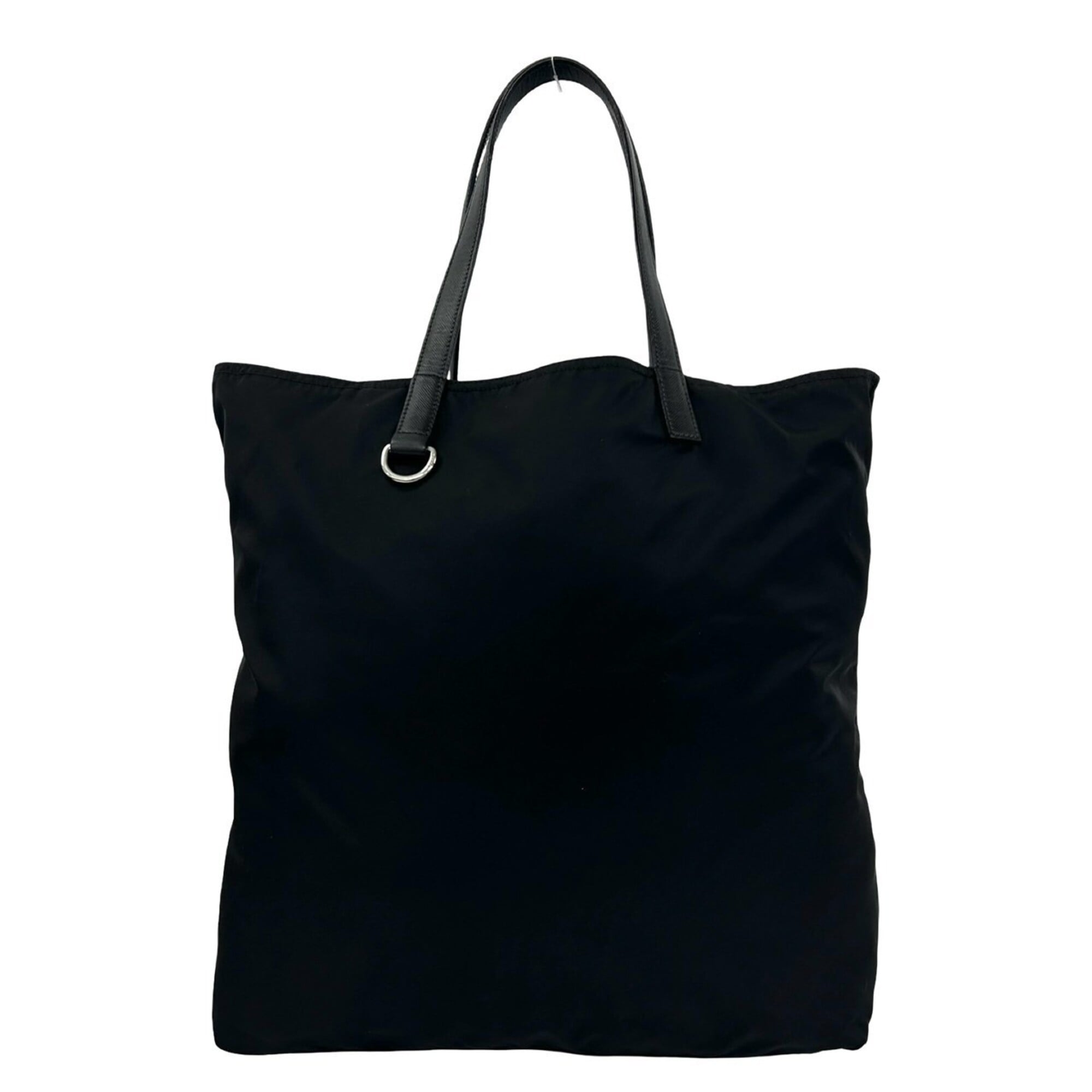 Prada Black Nylon Leather Handbag Tote Bag (Pre-Owned)
