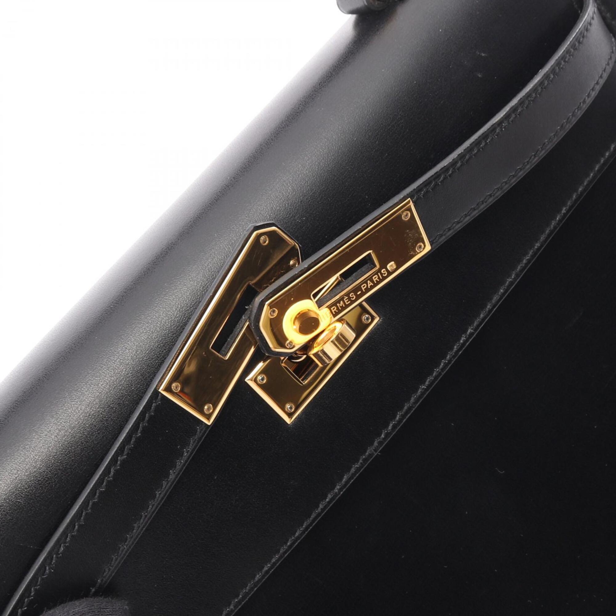 Hermes Black Box Calf Leather Handbag (Pre-Owned)