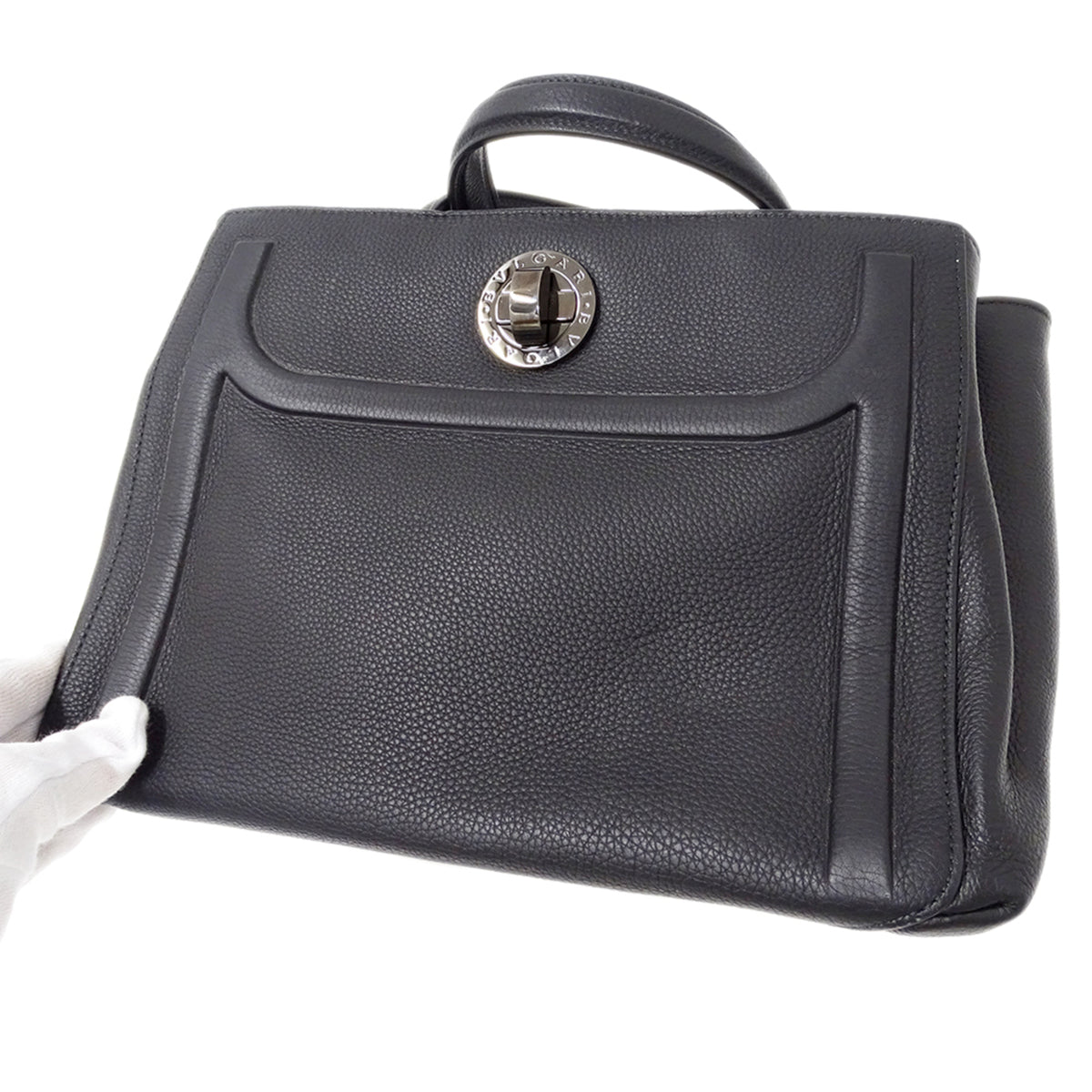 Bvlgari Black Leather Handbag Shoulder Bag (Pre-Owned)