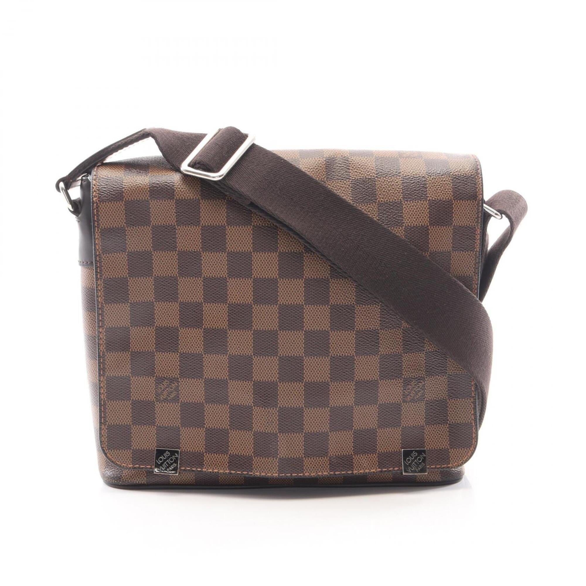 Louis Vuitton Black Brown Damier Canvas Coated Canvas Leather Handbag Shoulder Bag (Pre-Owned)