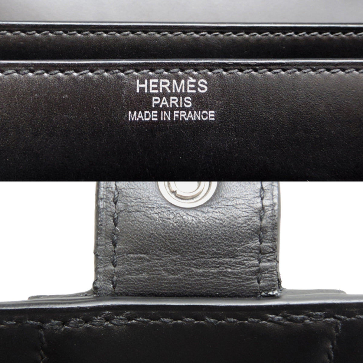 Hermes Black Noir Box Calf Leather Briefcase (Pre-Owned)