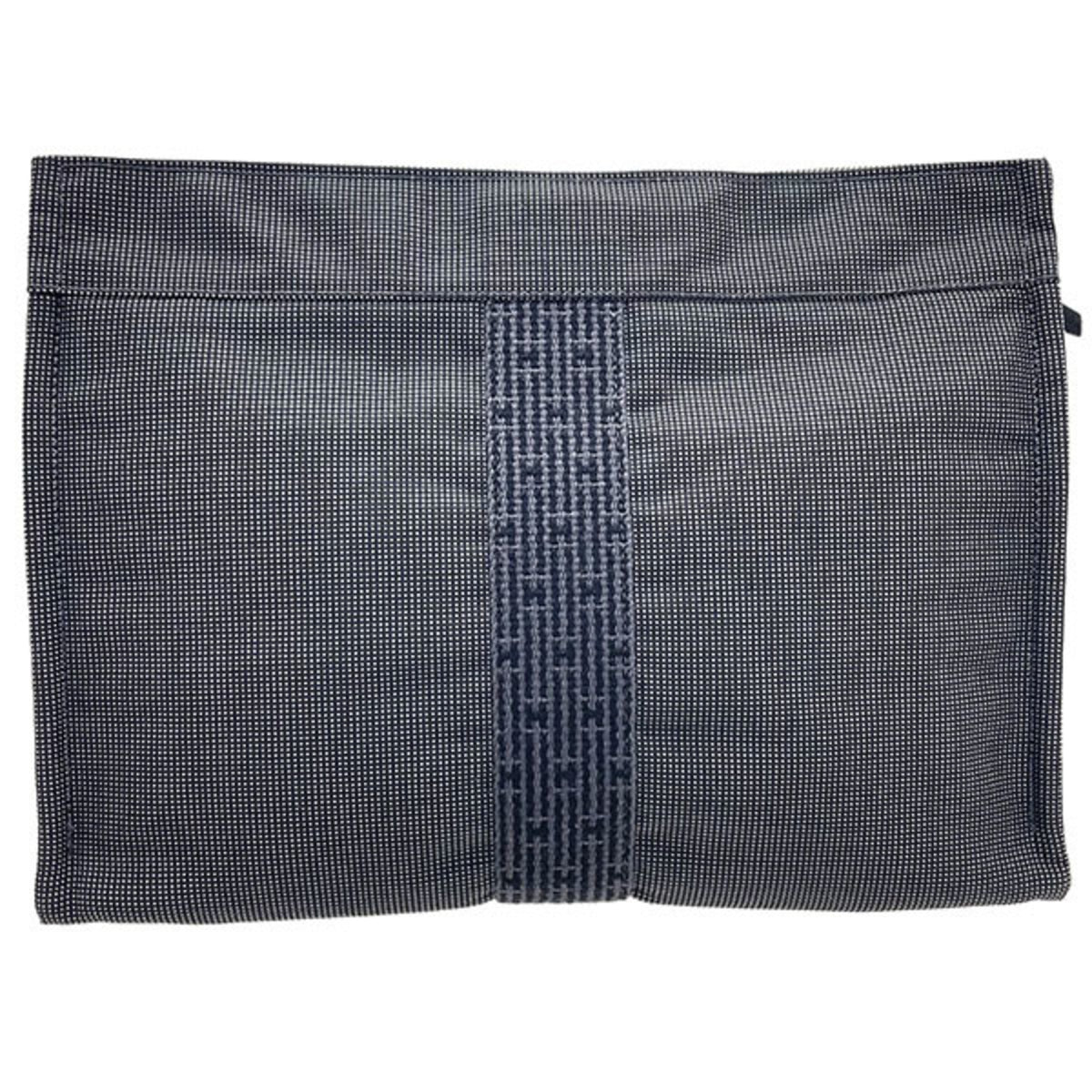 Hermes Gray Nylon Canvas Pouch (Pre-Owned)