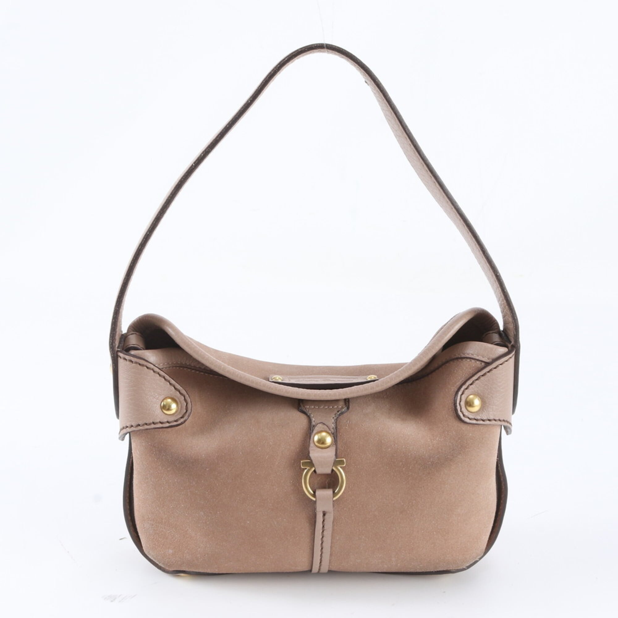 Salvatore Ferragamo Pink Beige Leather Handbag Shoulder Bag (Pre-Owned)