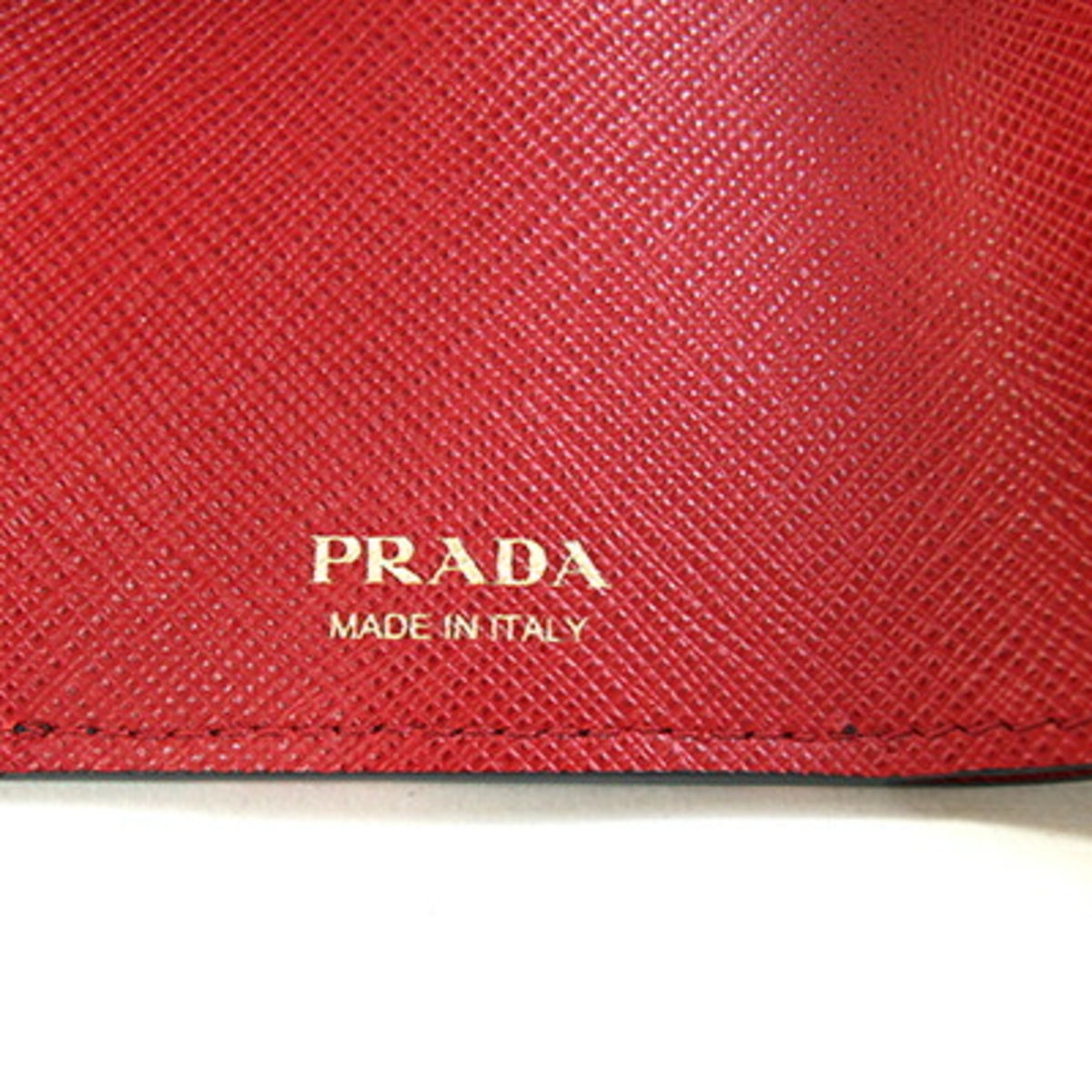 Prada Black Red Color Leather Wallet (Tri-Fold) (Pre-Owned)