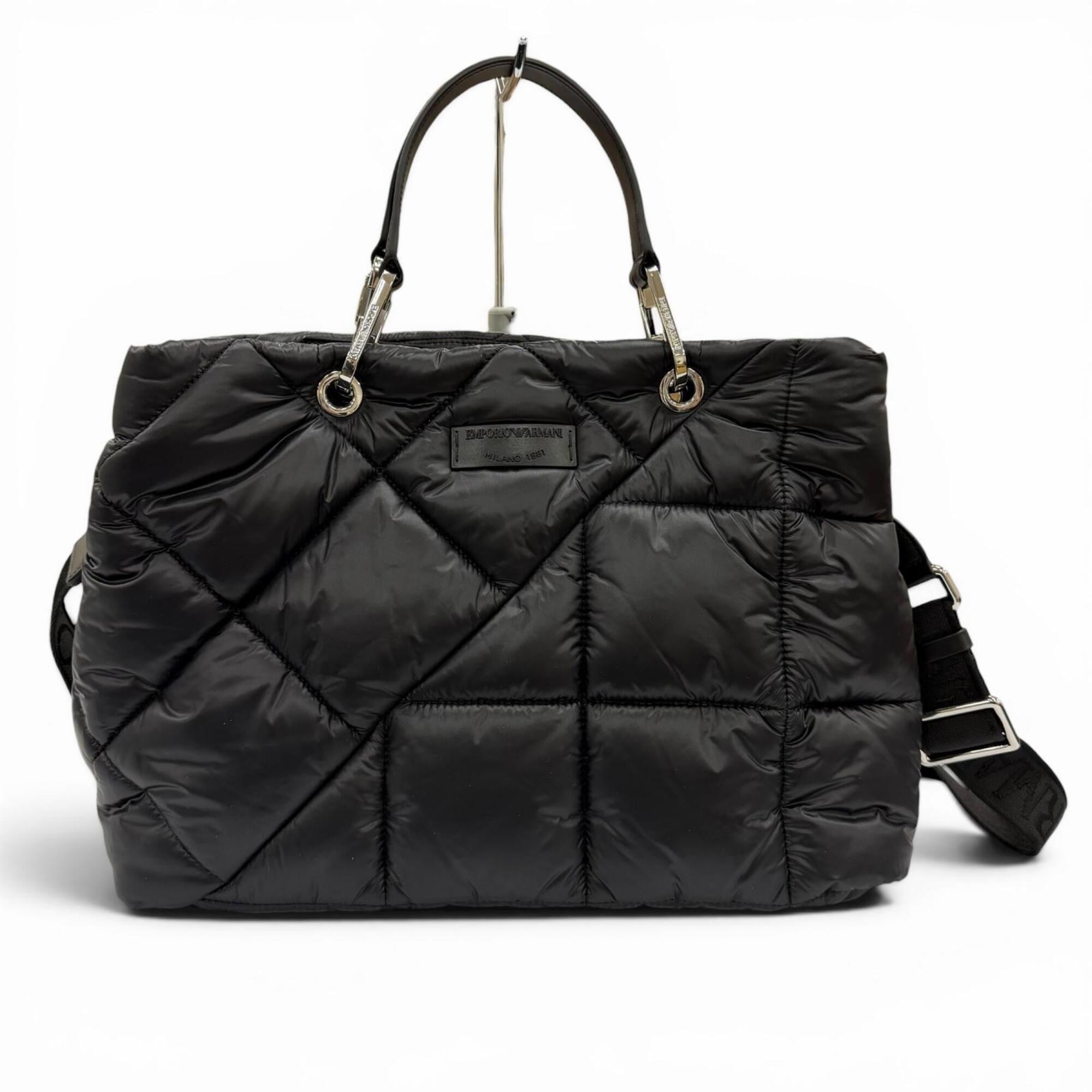 Emporio Armani Black Leather Pouch Tote Bag (Pre-Owned)