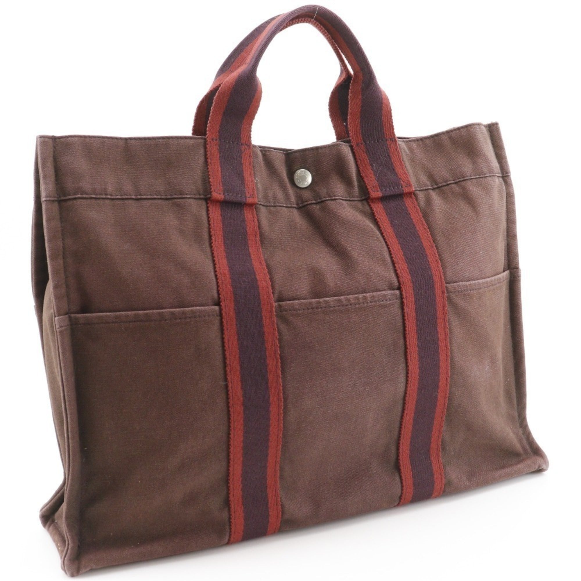 Hermes Brown Cotton Canvas Handbag (Pre-Owned)