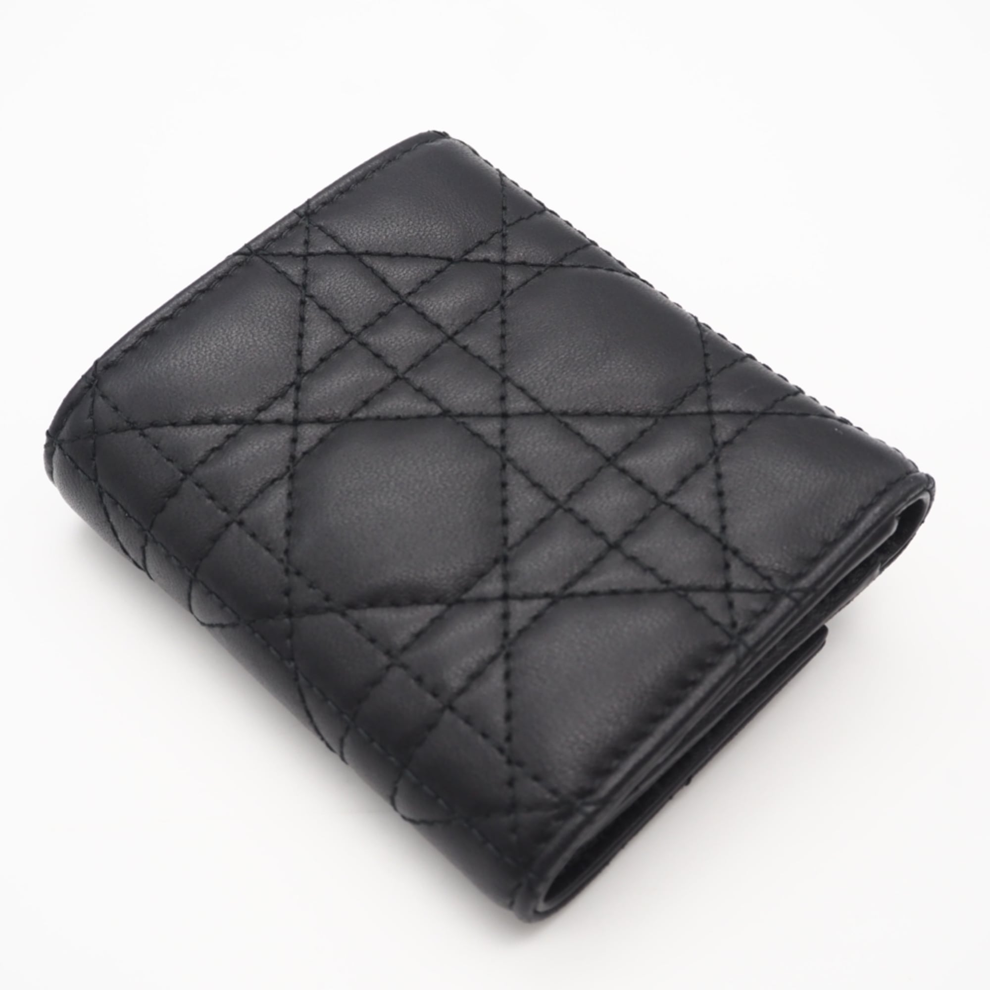 Christian Dior Black Leather Wallet (Tri-Fold) (Pre-Owned)