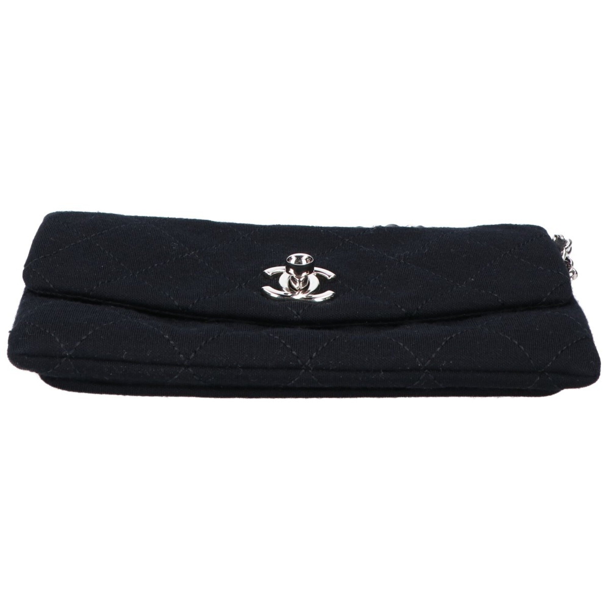 Chanel Black Cotton Chain/Shoulder Wallet (Pre-Owned)