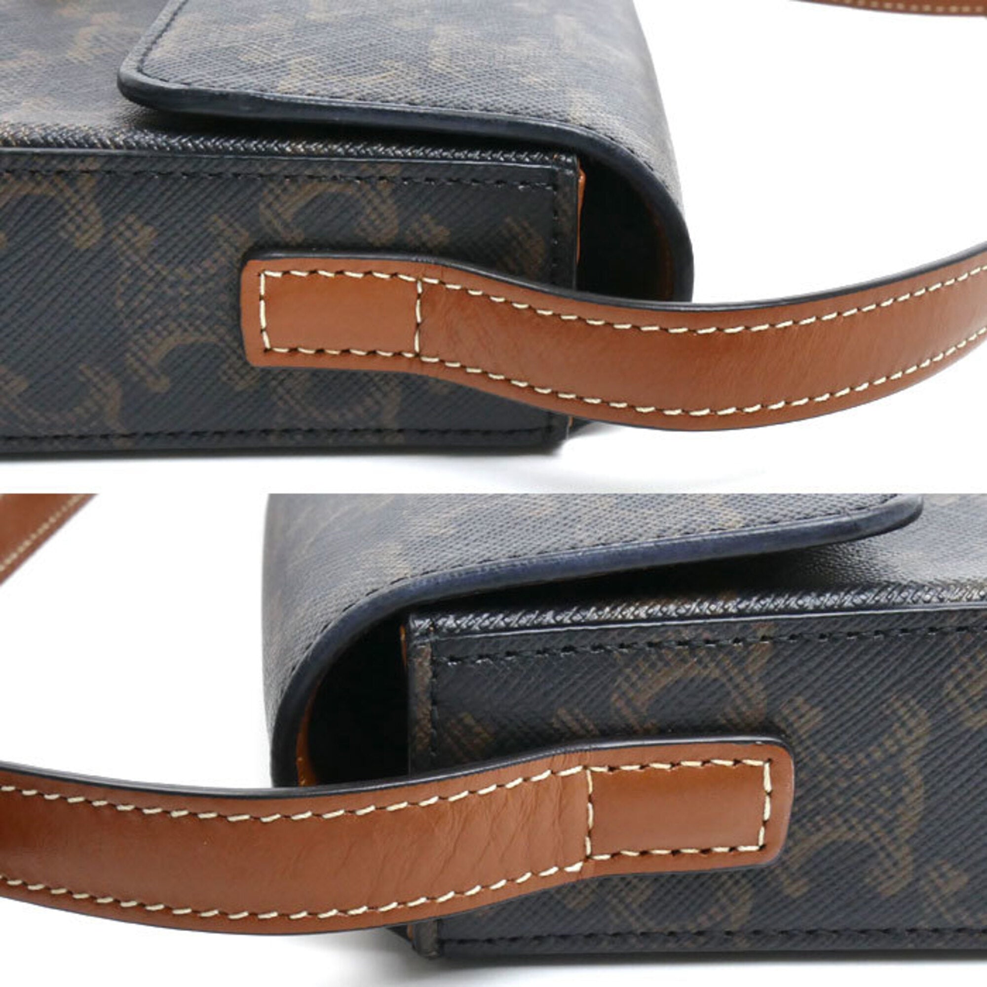 Celine Brown Canvas Shoulder Bag (Pre-Owned)