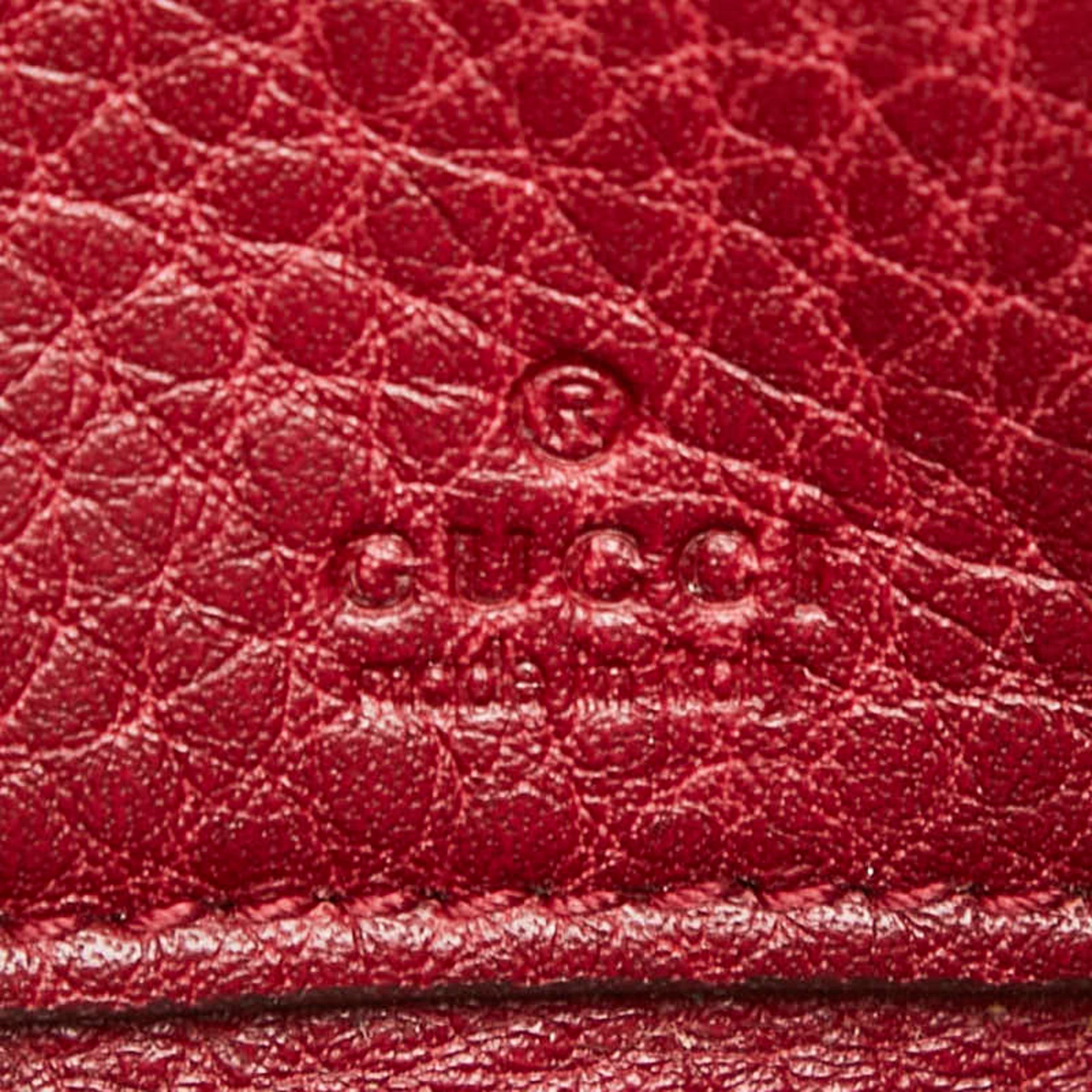 Gucci Brown Red Color Canvas Leather Long Wallet (Bi-Fold) (Pre-Owned)