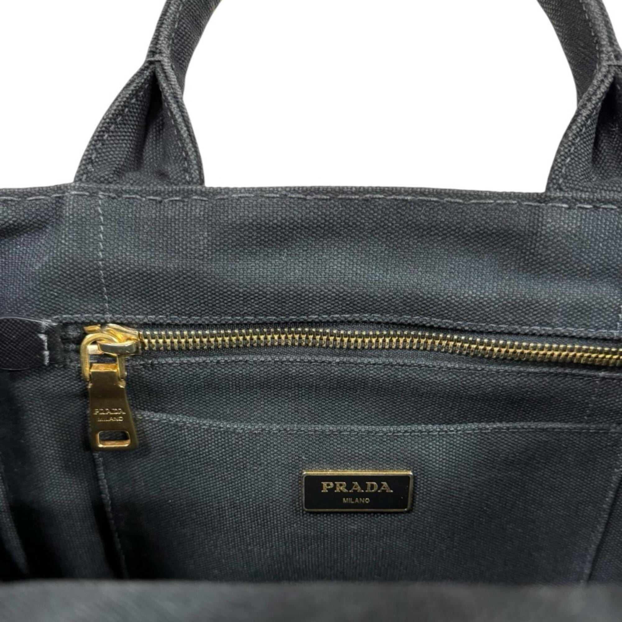 Prada Canapa Black Nero Canvas Shoulder Bag (Pre-Owned)