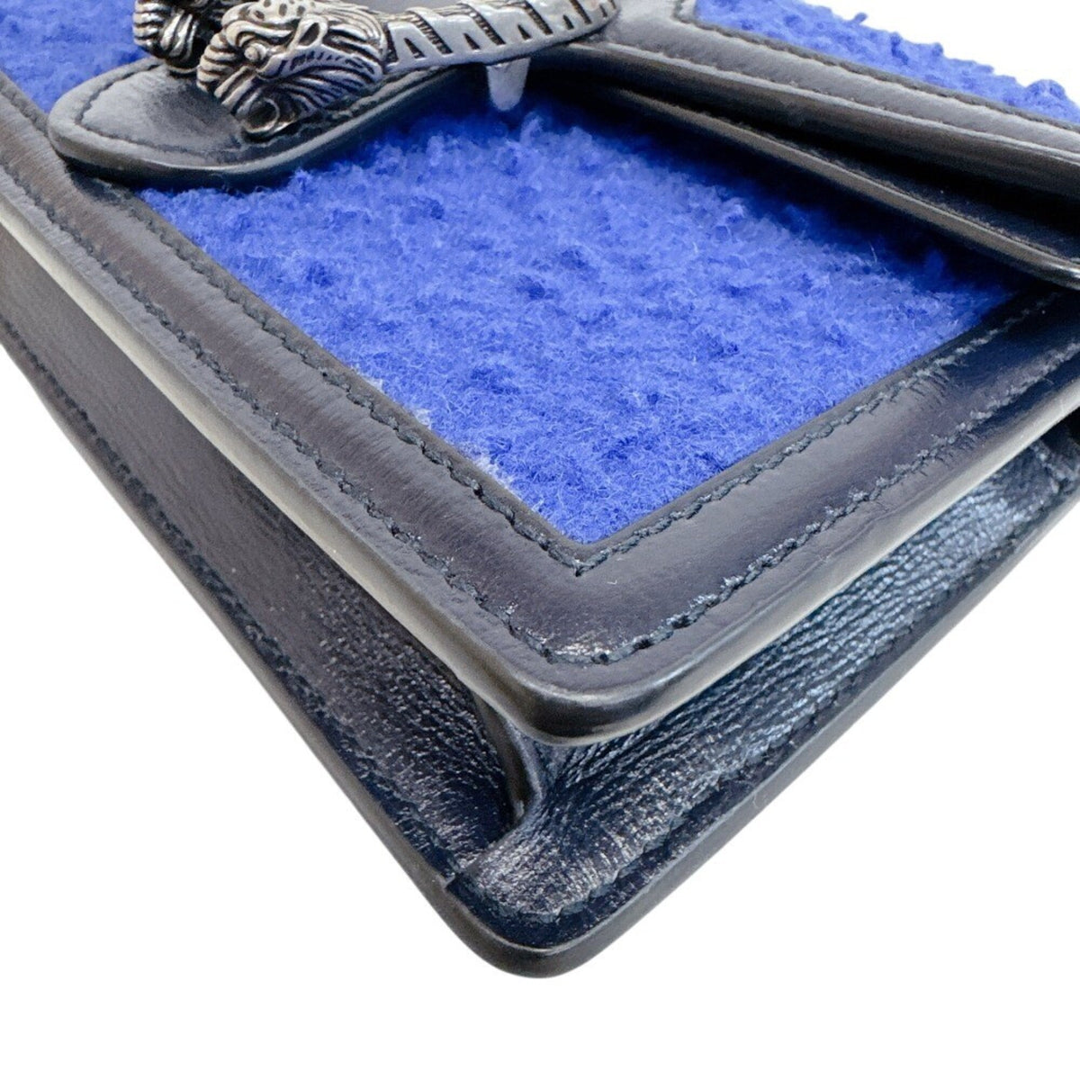 Gucci Blue Wool Leather Shoulder Bag (Pre-Owned)