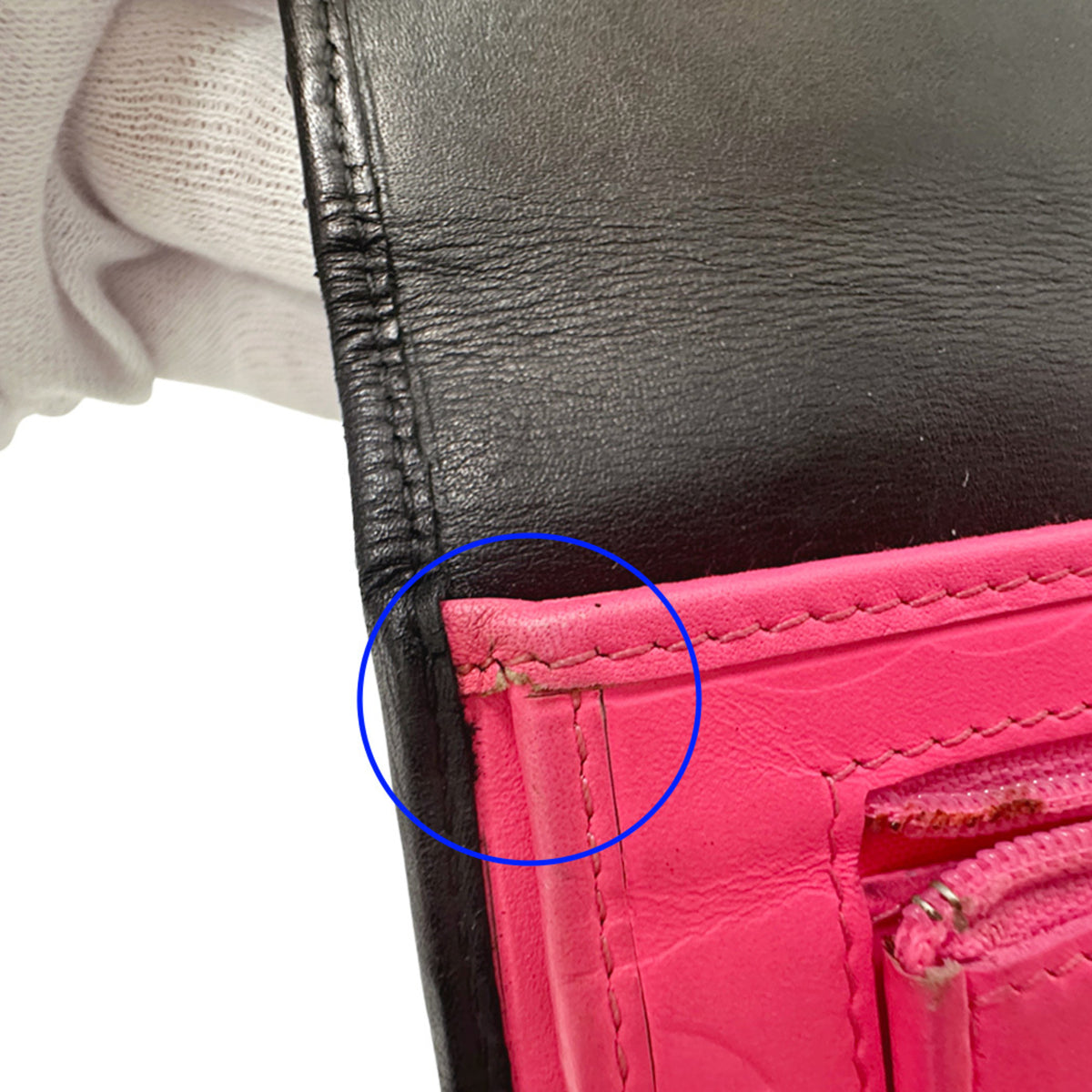 Chanel Black Pink Leather Long Wallet (Bi-Fold) (Pre-Owned)