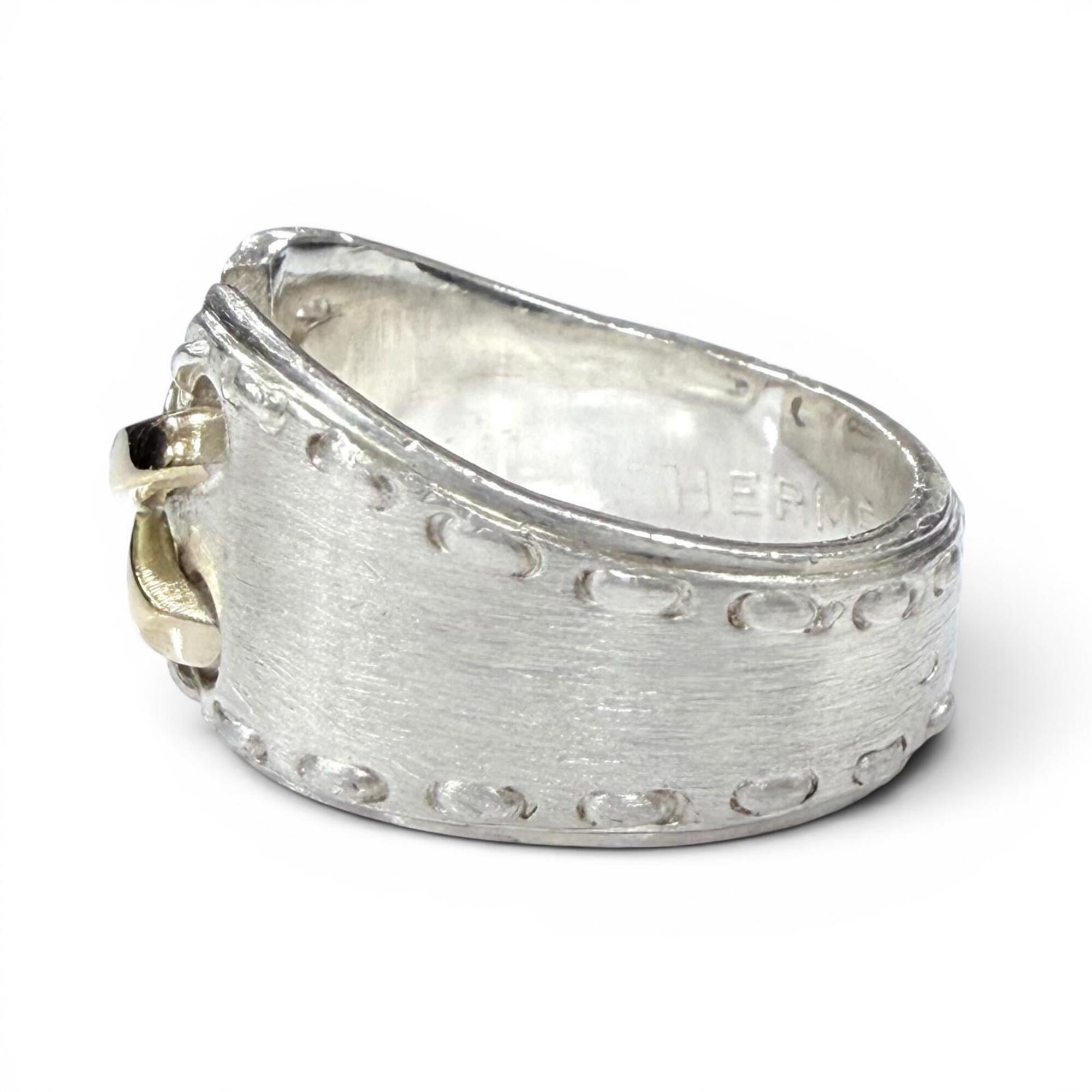 Hermes Gold Silver Silver 925 Band Ring (Pre-Owned)