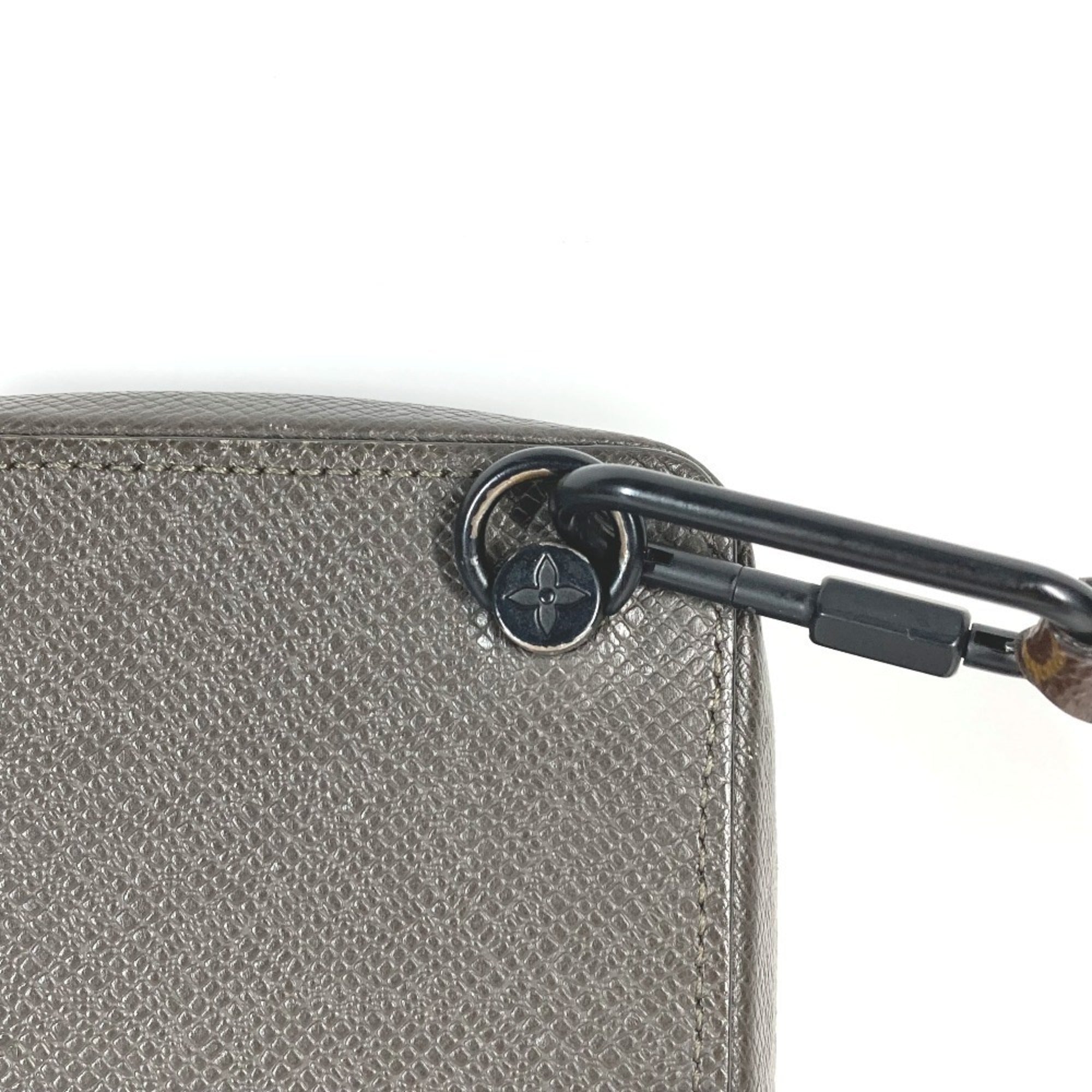 Louis Vuitton Brown Gray Taiga Leather Monogram Pochette Shoulder Bag (Pre-Owned)
