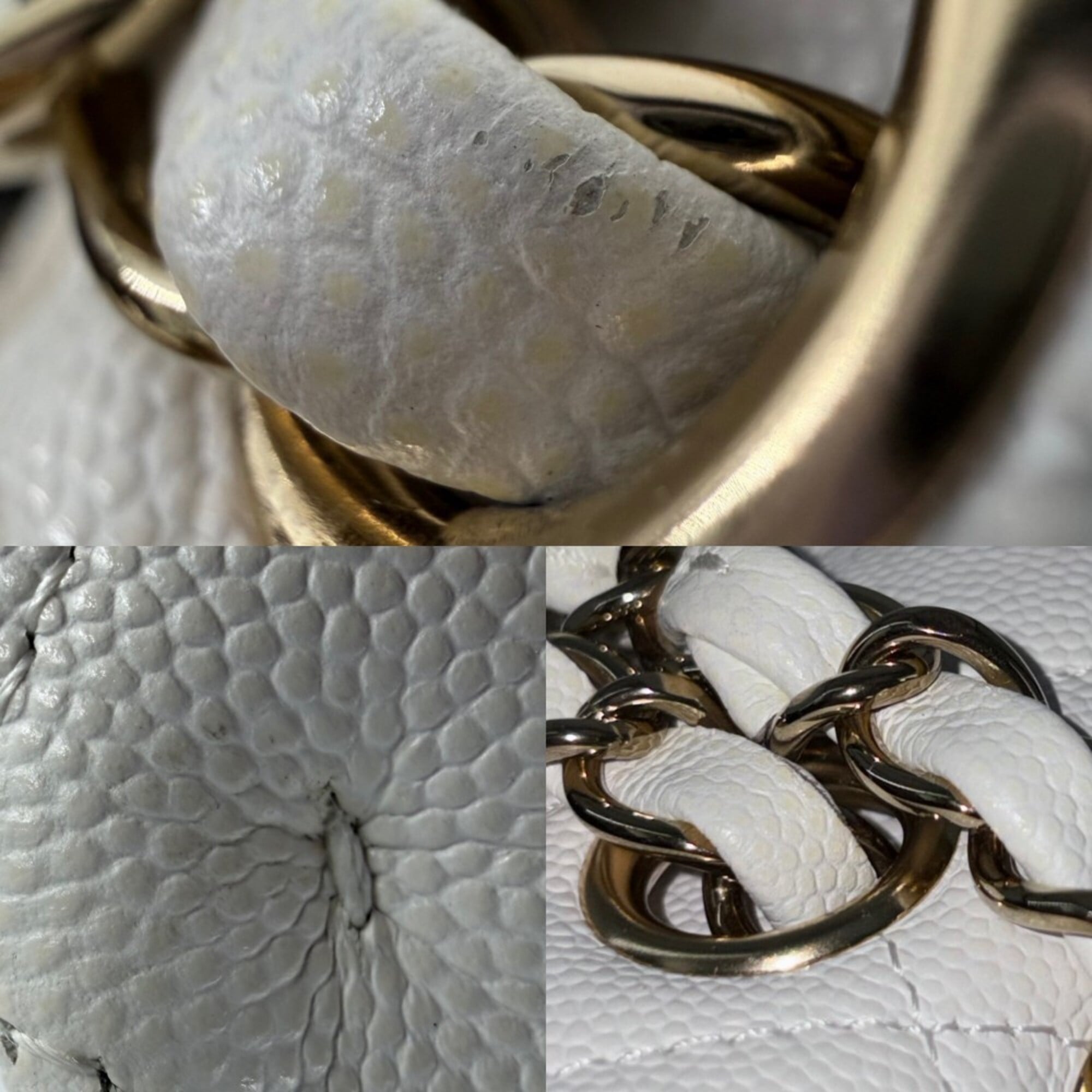 Chanel Matelasse White Grained Calfskin Shoulder Bag (Pre-Owned)