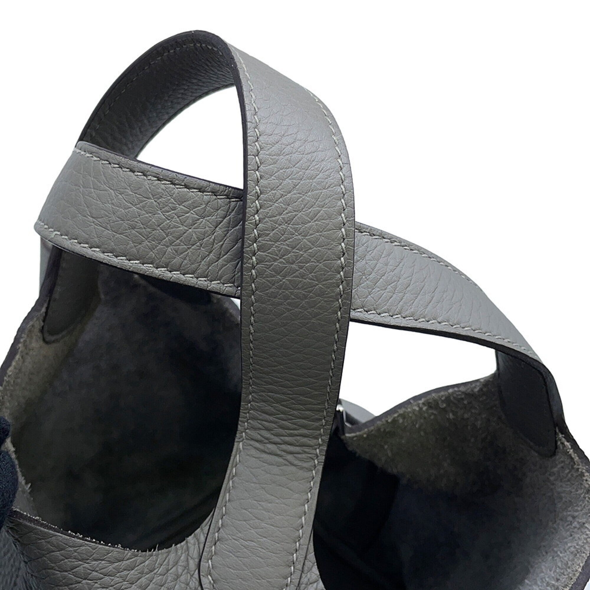 Hermes Gray Taurillon Clemence Leather Handbag Tote Bag (Pre-Owned)