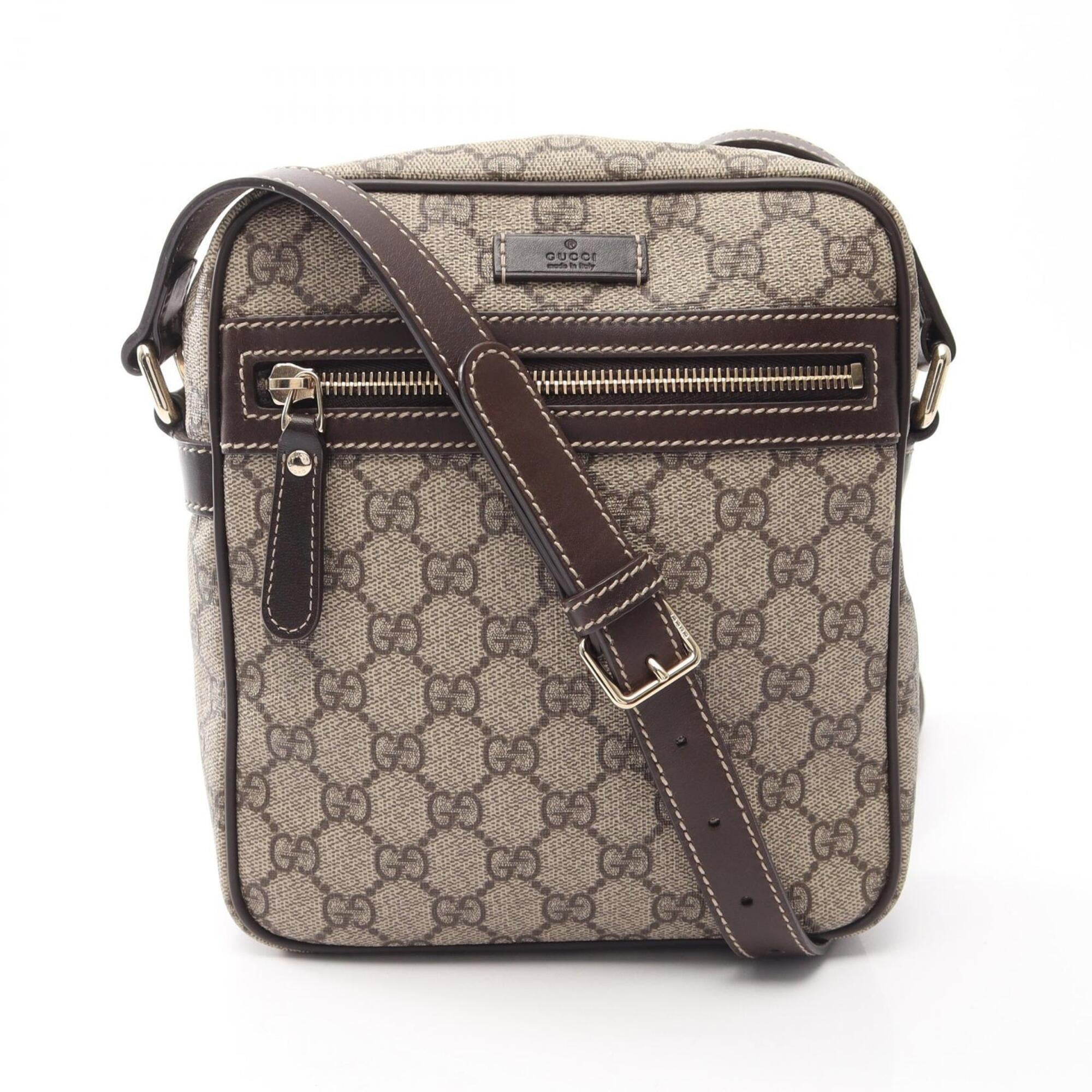 Gucci Beige Brown Coated Canvas Leather Handbag Shoulder Bag (Pre-Owned)