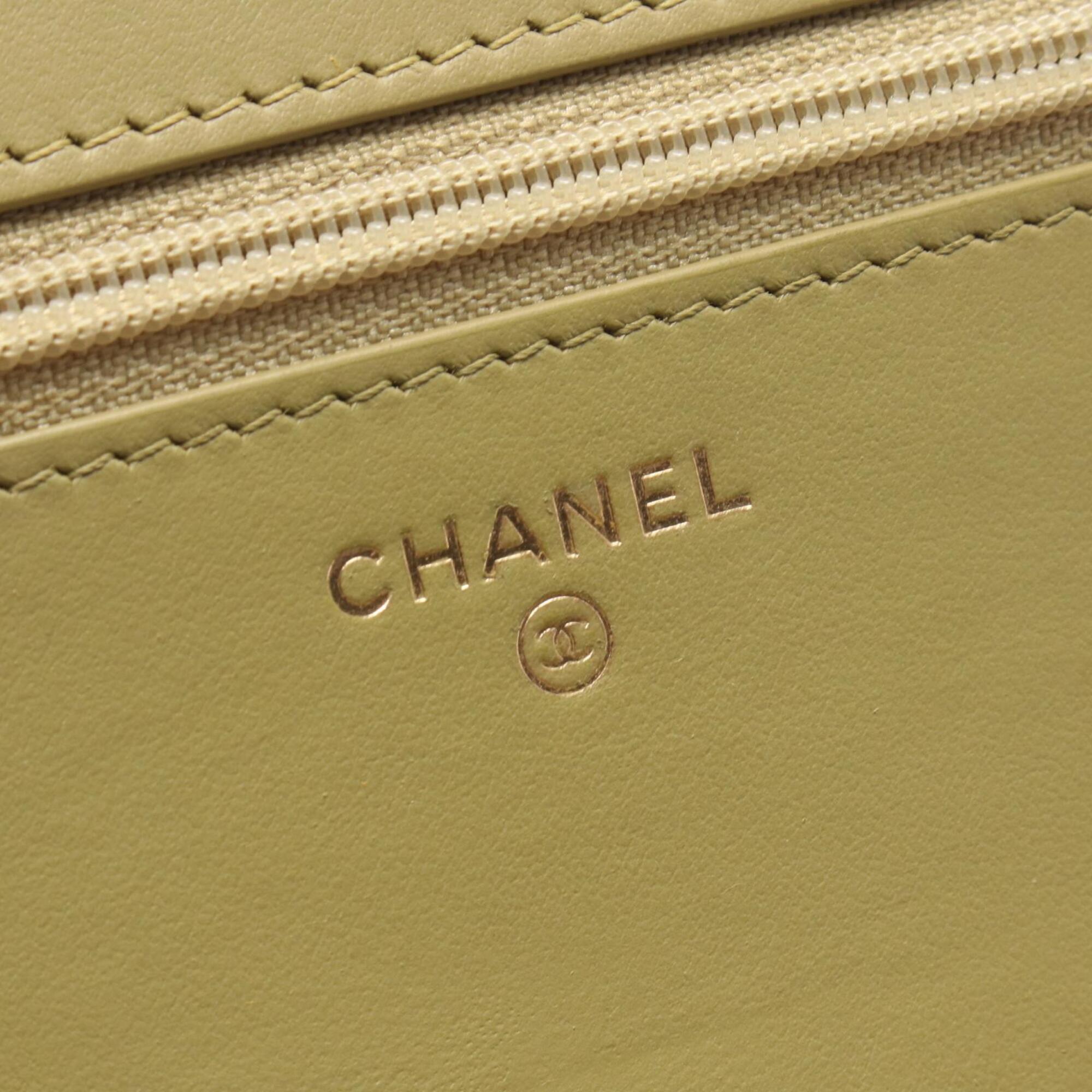 Chanel Khaki Grained Calfskin Handbag Shoulder Bag (Pre-Owned)